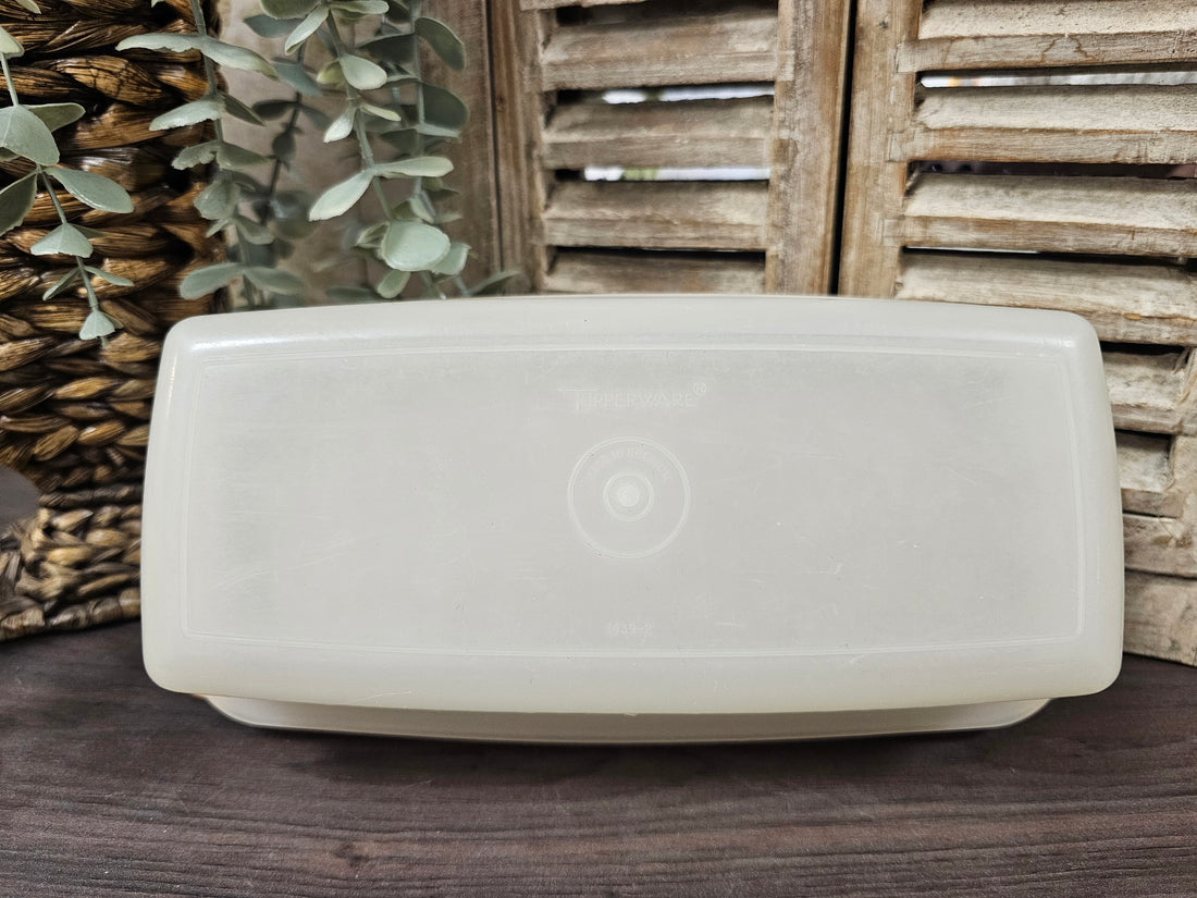 Beige Tupperware cake doos – vintage bewaardoos 26 cm