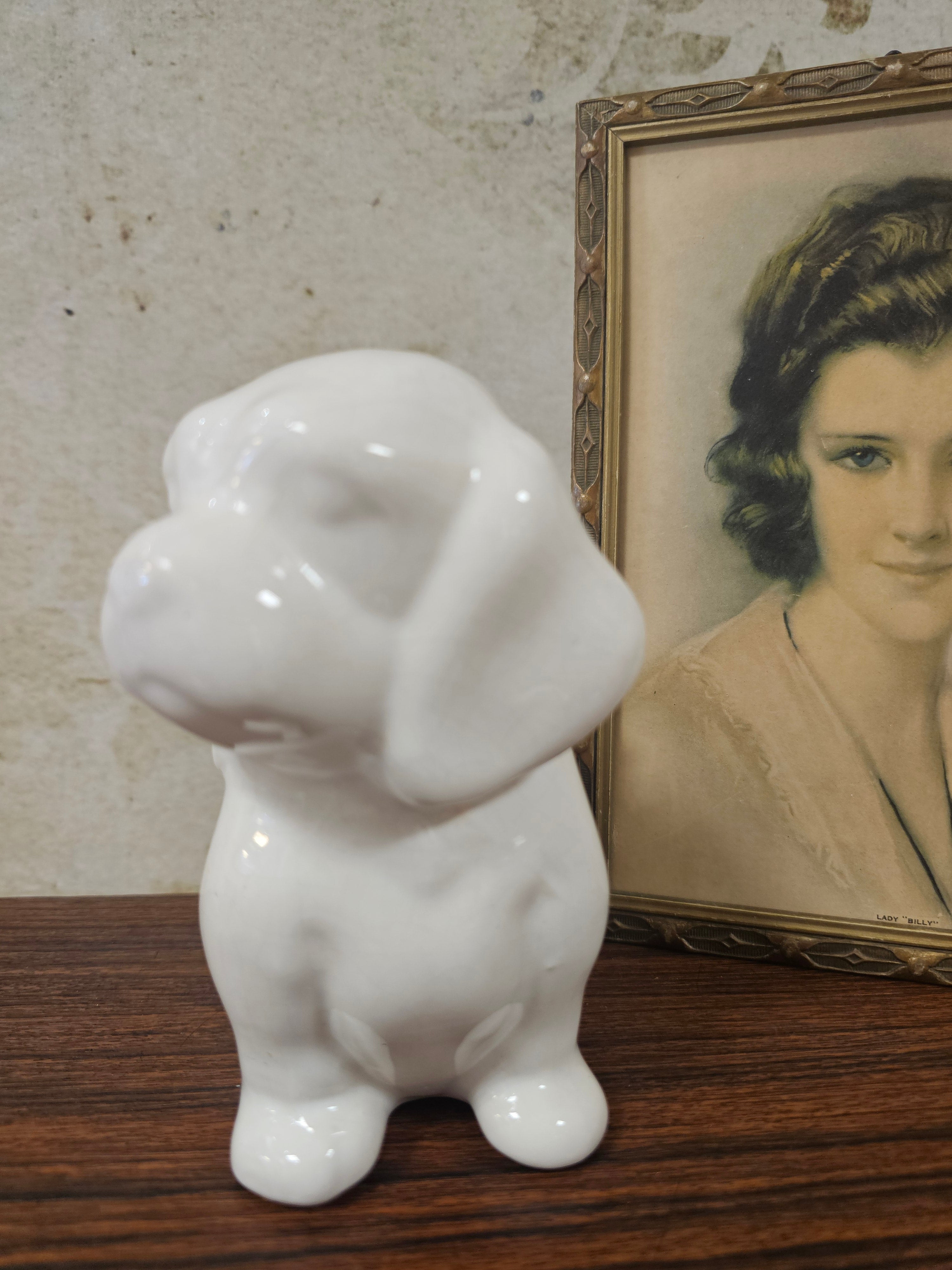 Bloempot wit hondje