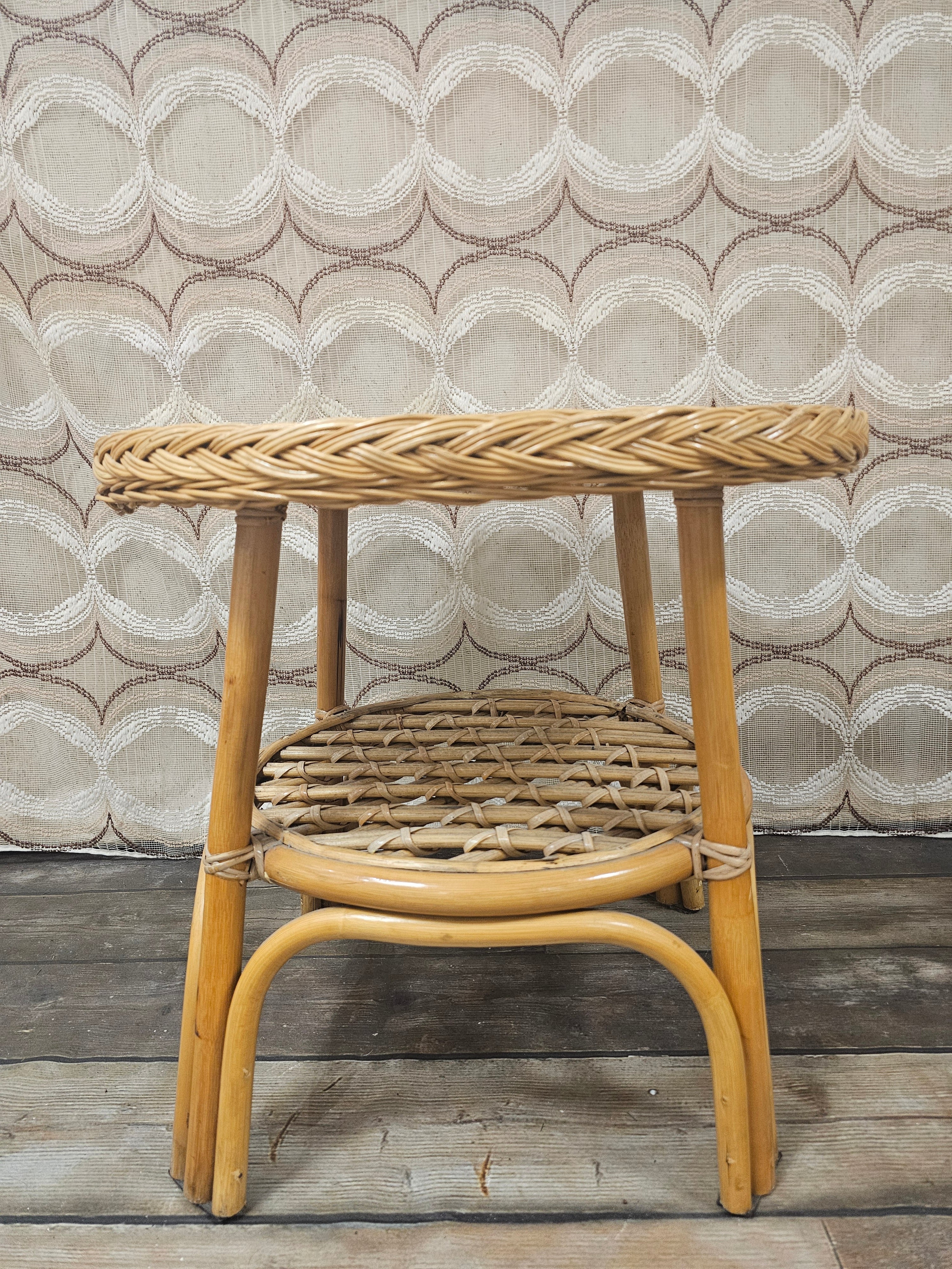 Vintage rotan ronde tafel 56 cm