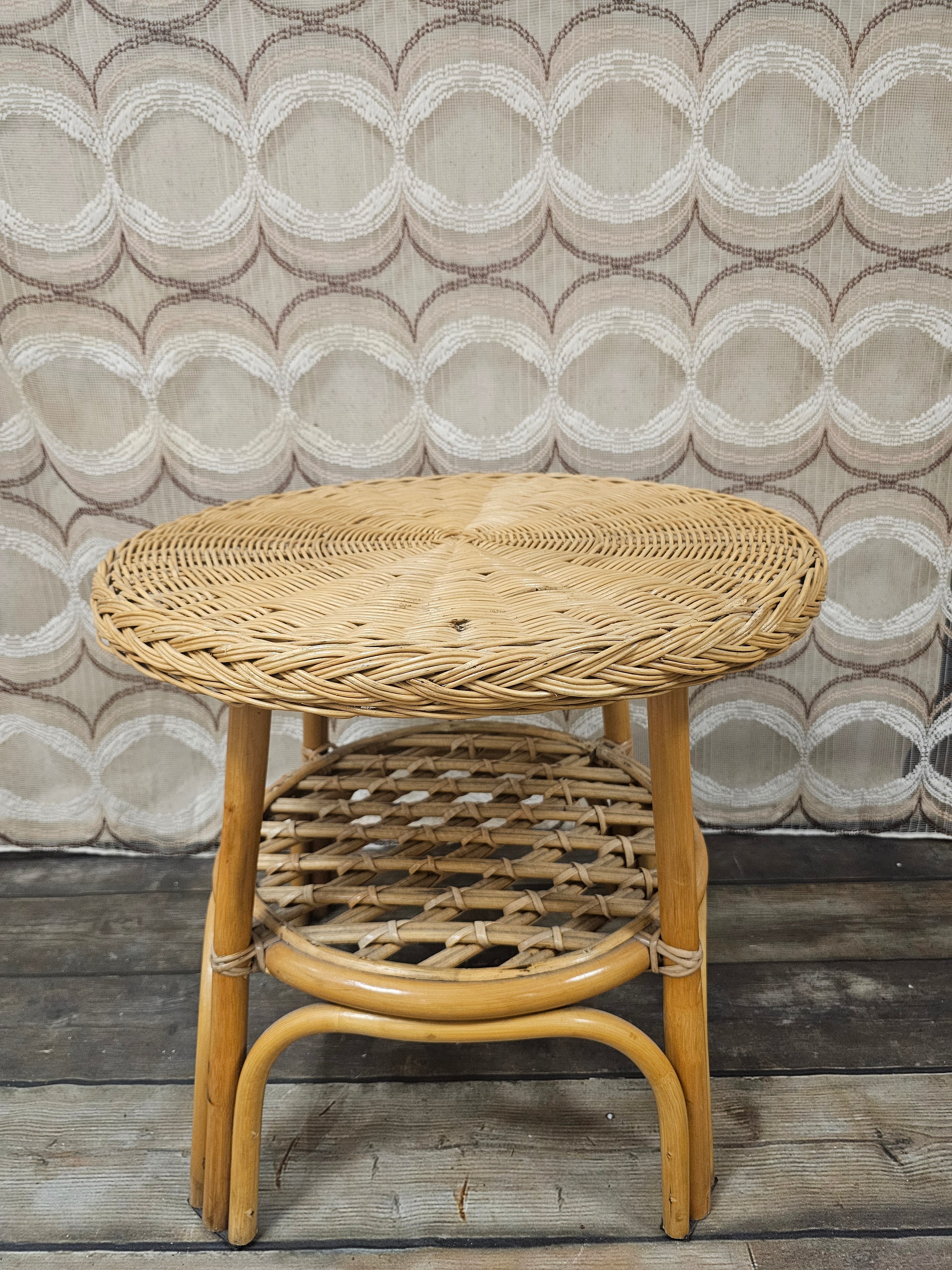 Vintage rotan ronde tafel 56 cm