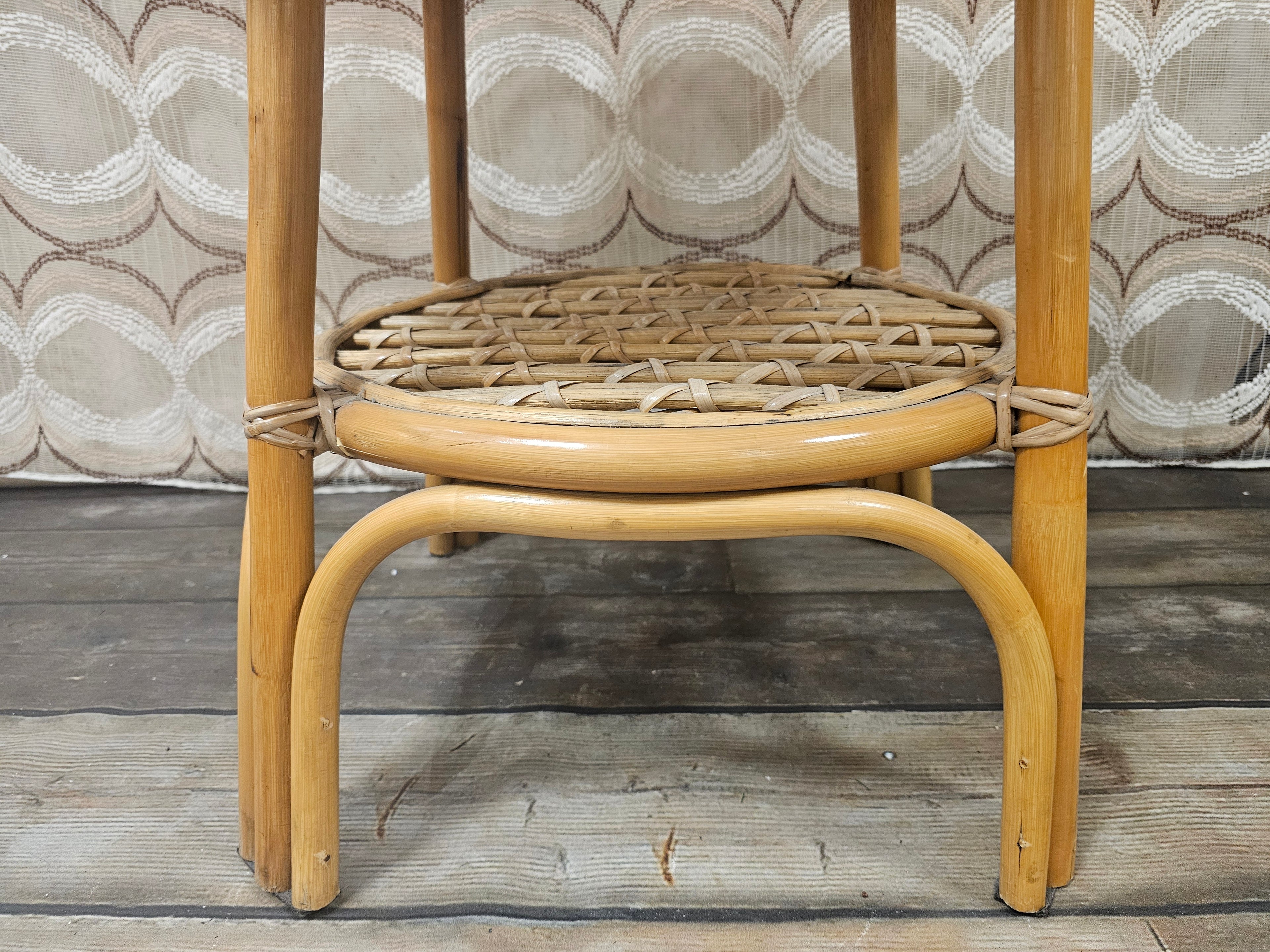 Vintage rotan ronde tafel 56 cm
