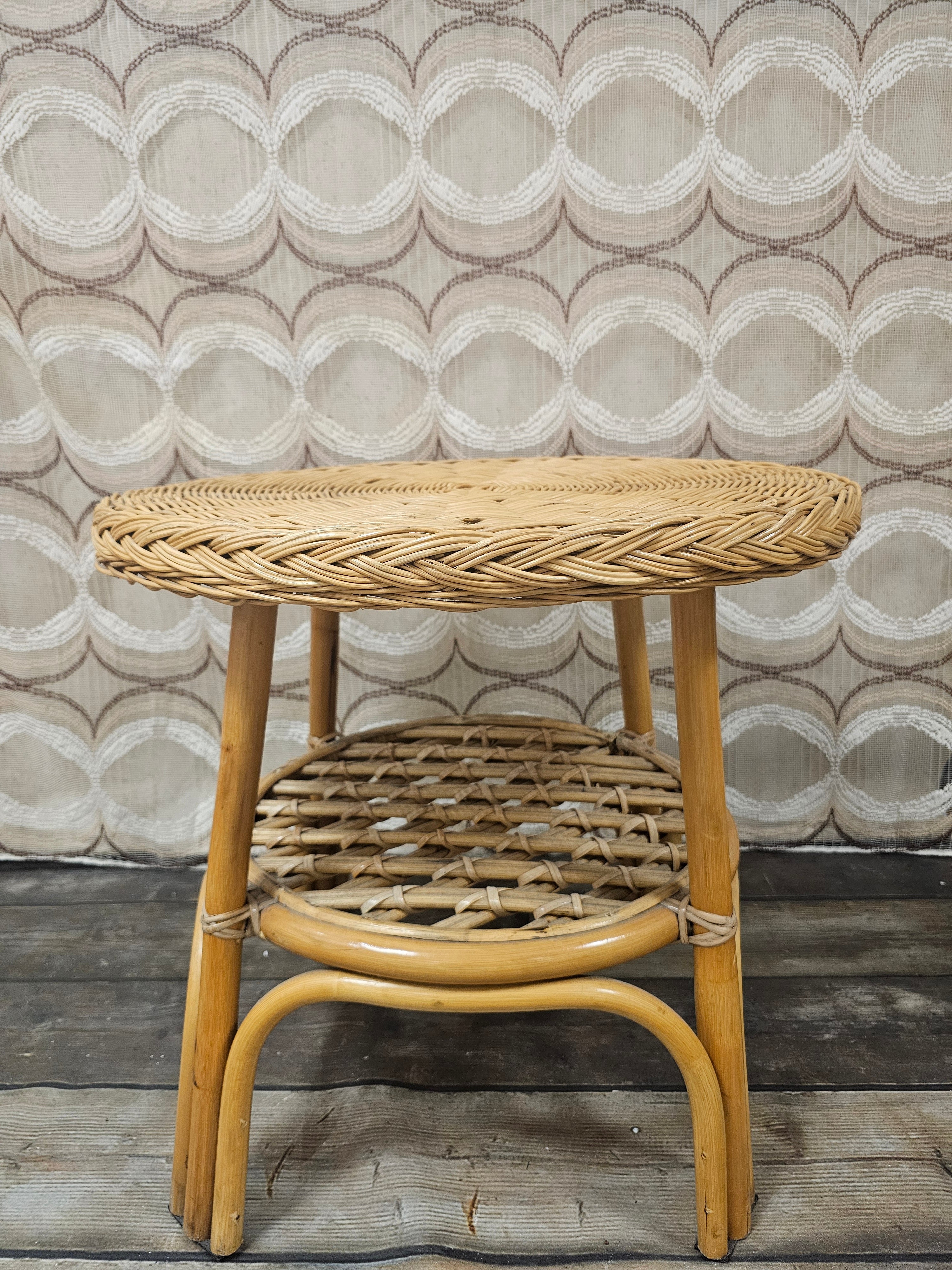 Vintage rotan ronde tafel 56 cm