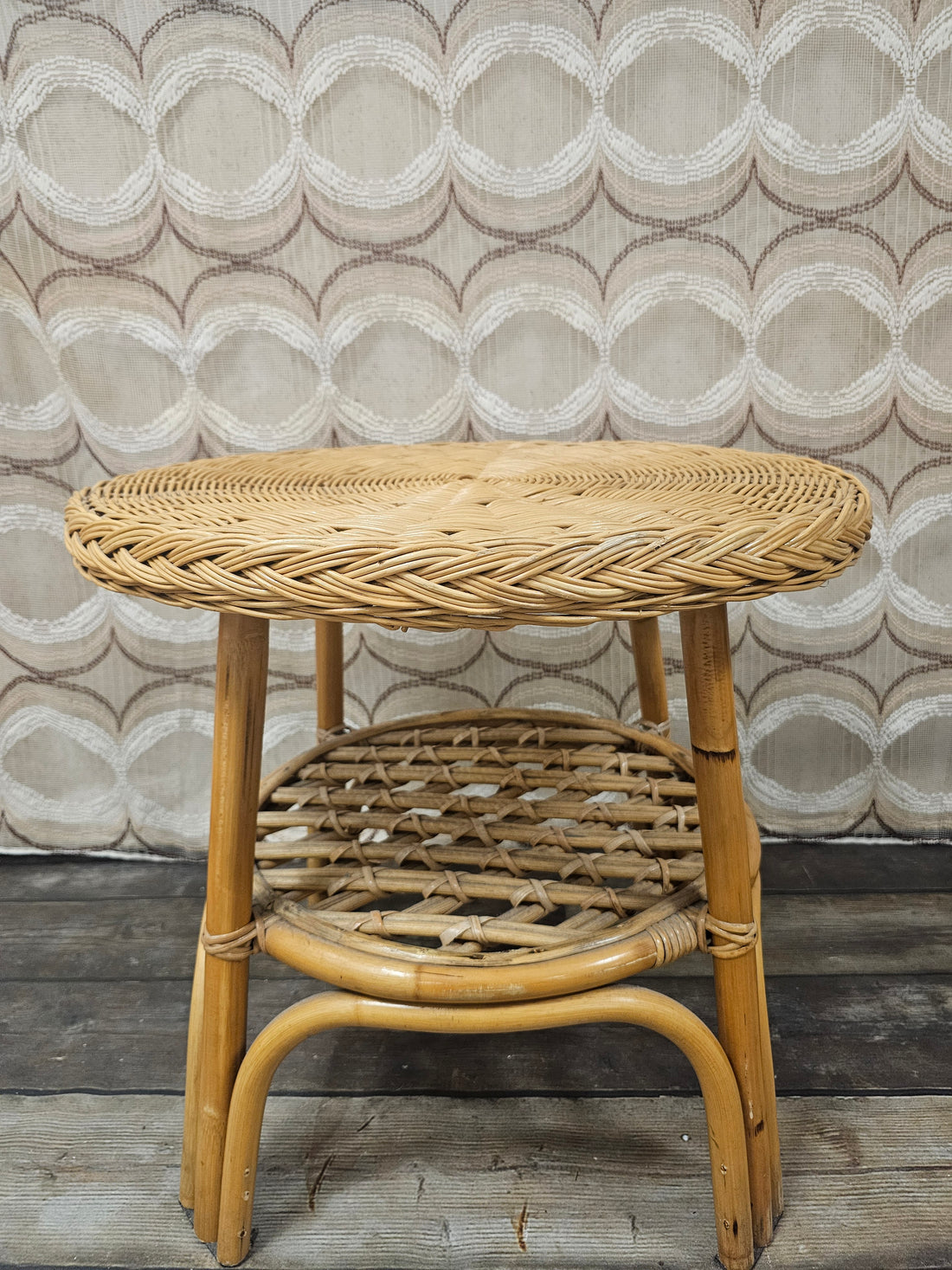 Vintage rotan ronde tafel 56 cm