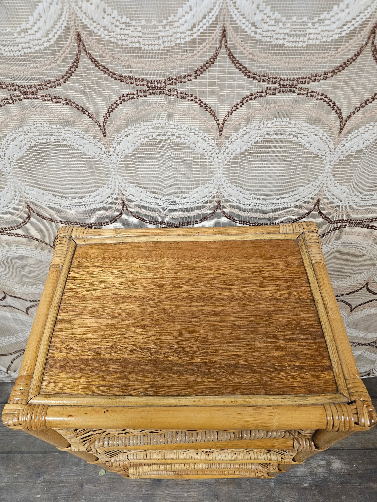 Vintage rotan ladekast met 4 lades – 77 x 30 x 42 cm