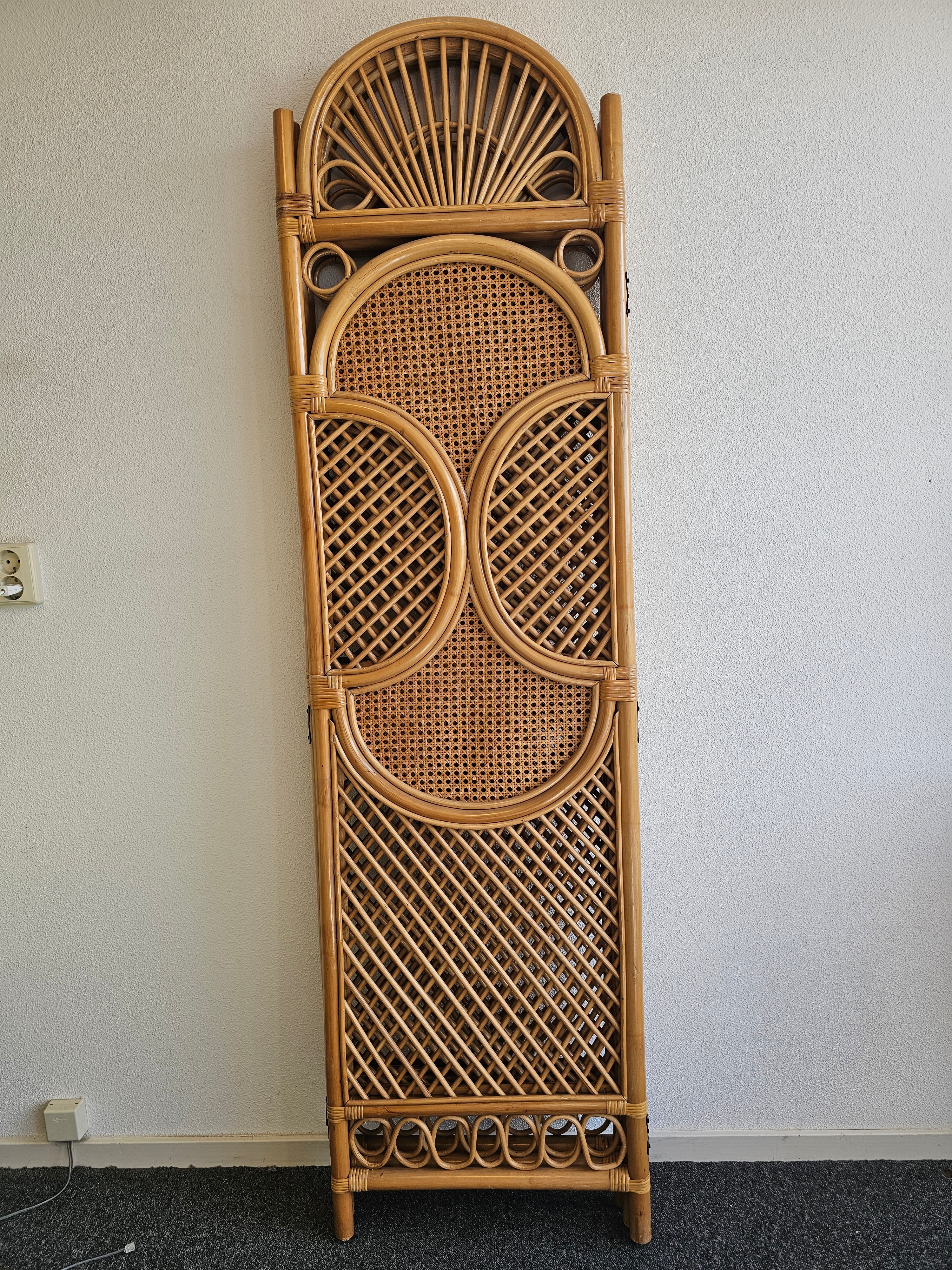 Vintage rotan kamerscherm – 3-delig, 180 cm hoog