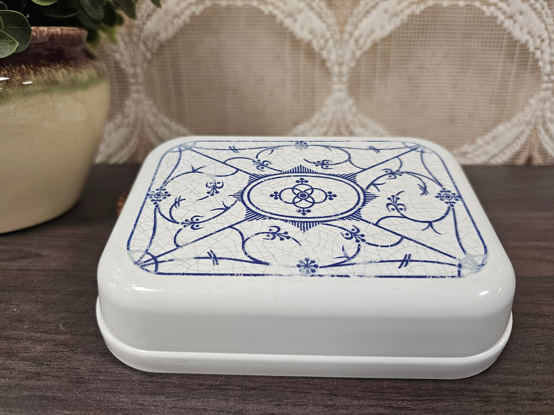 Emsa botervloot met Jäger Saks Blauw decor – vintage kunststof