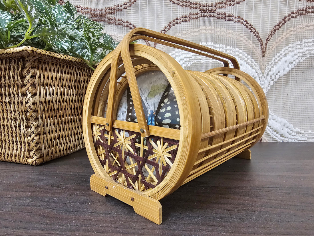 Bamboe vintage onderzetters met vlinders