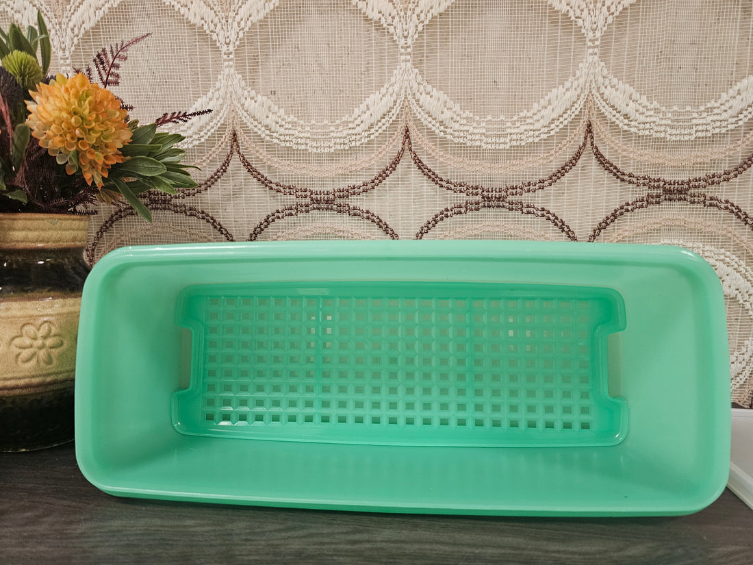 Tupperware trommel mintgroen met versrooster