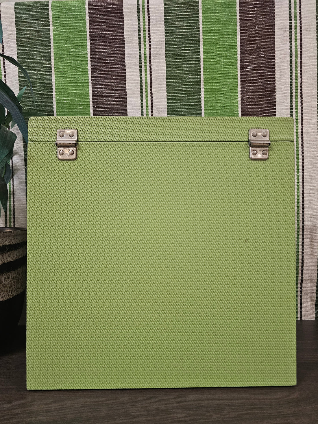 Lp platenkoffer koffer groen met grijs