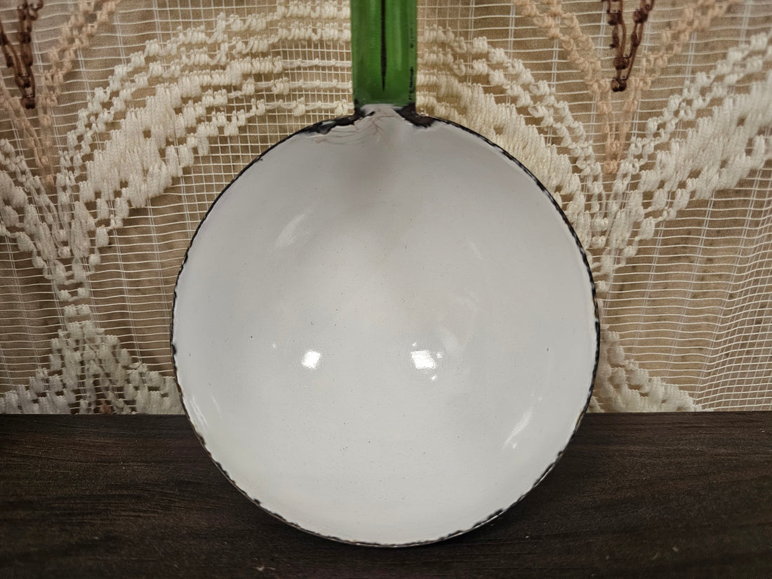 Emaille reseda groen soep lepel