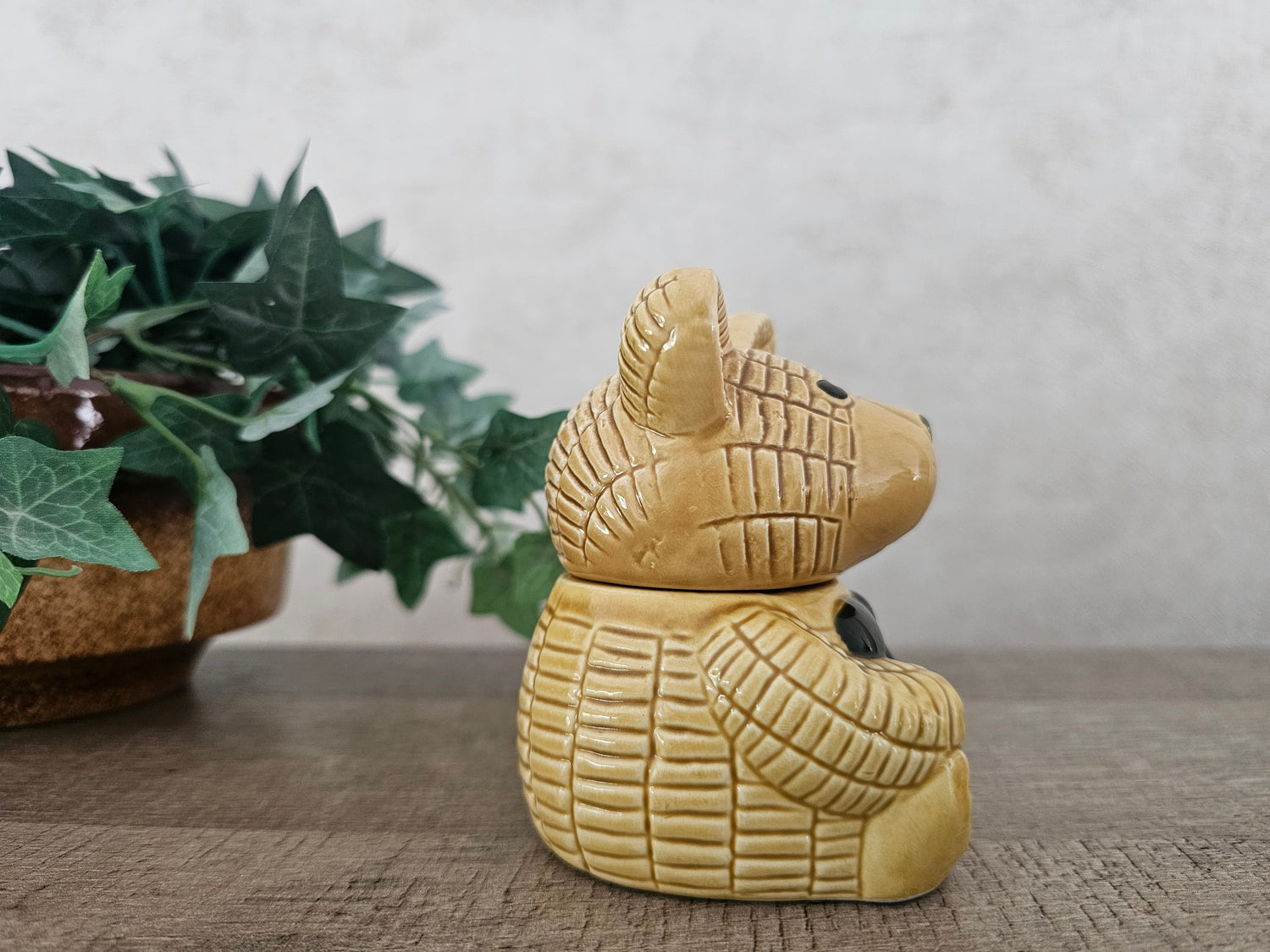 Vintage honingpot beertje – keramiek ca. 10 cm