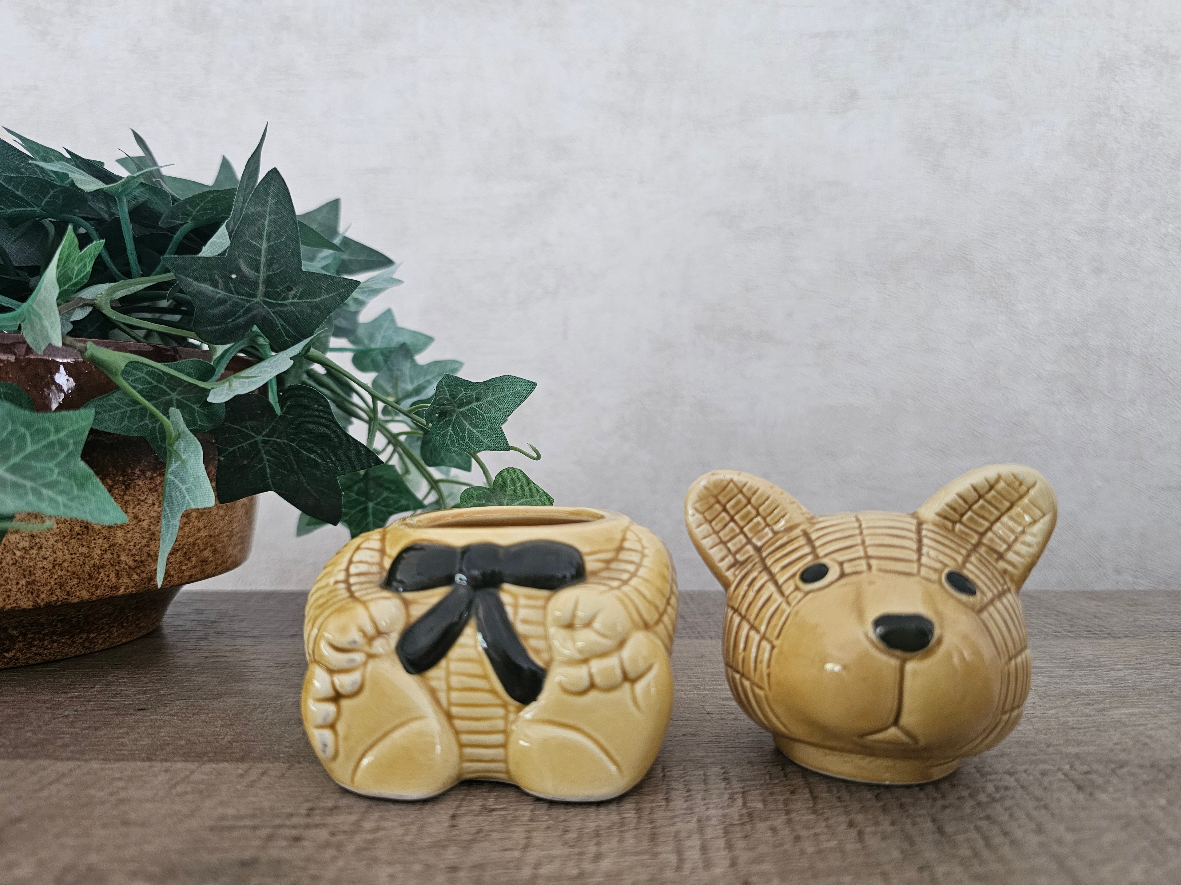 Vintage honingpot beertje – keramiek ca. 10 cm