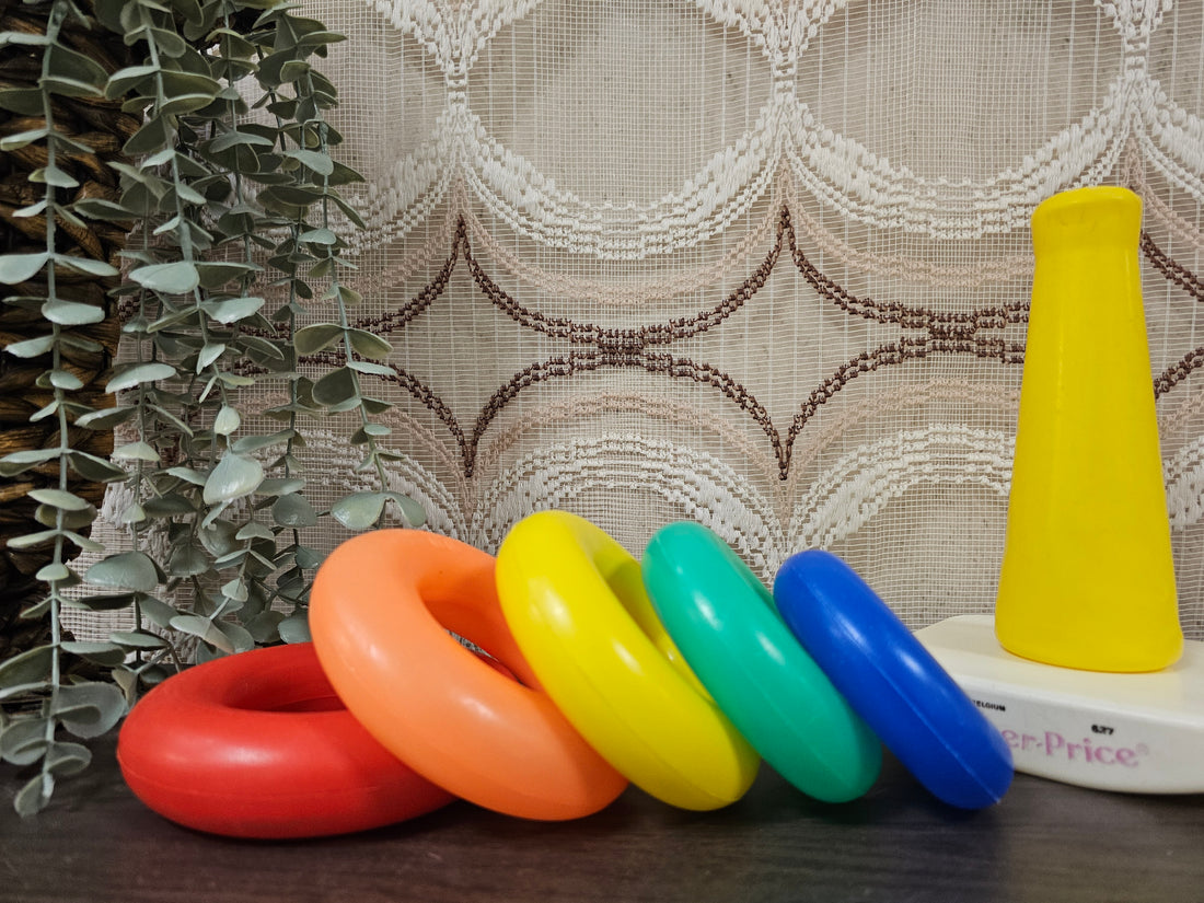 Fisher price vintage speelgoed stapelringen