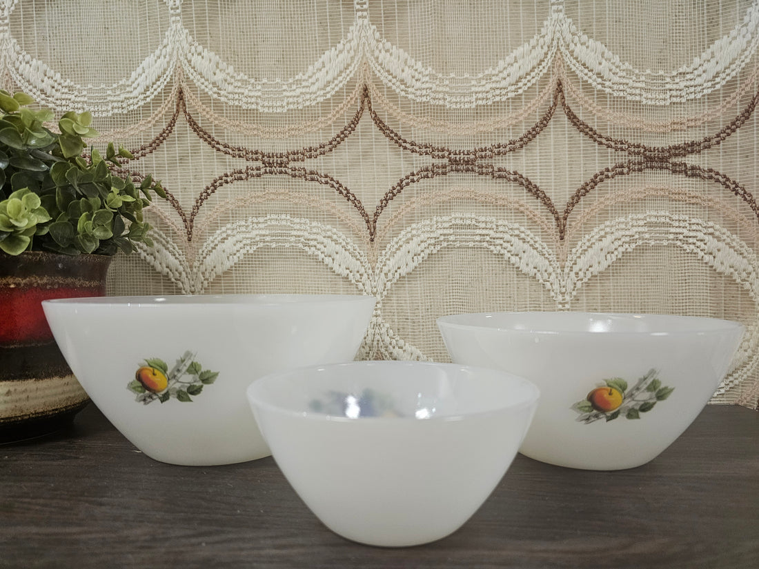 Arcopal Fruit de France schalenset – wit melkglas met fruitdecor