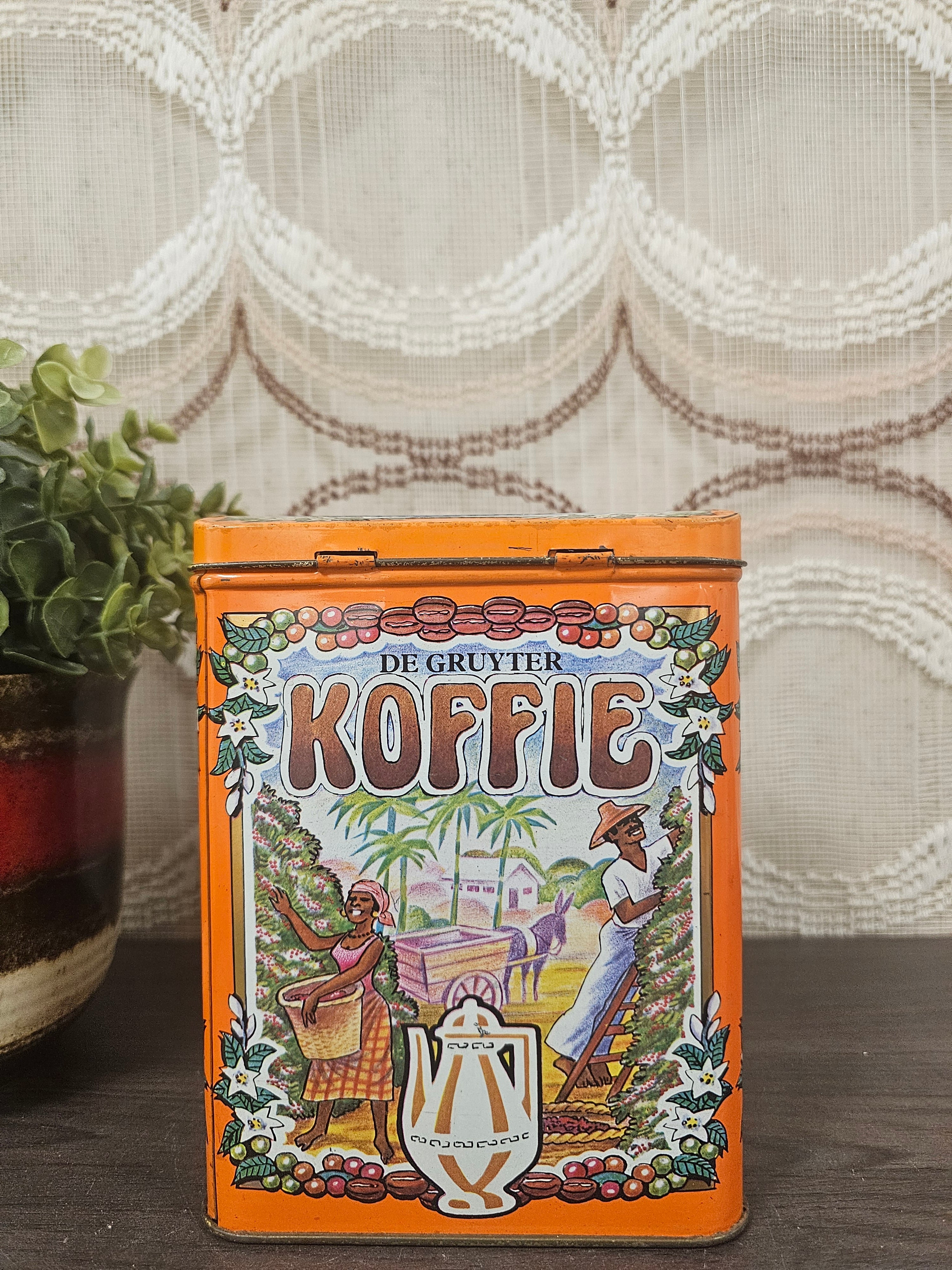 Vintage De Gruyter koffieblik oranje – 2x 250 gram