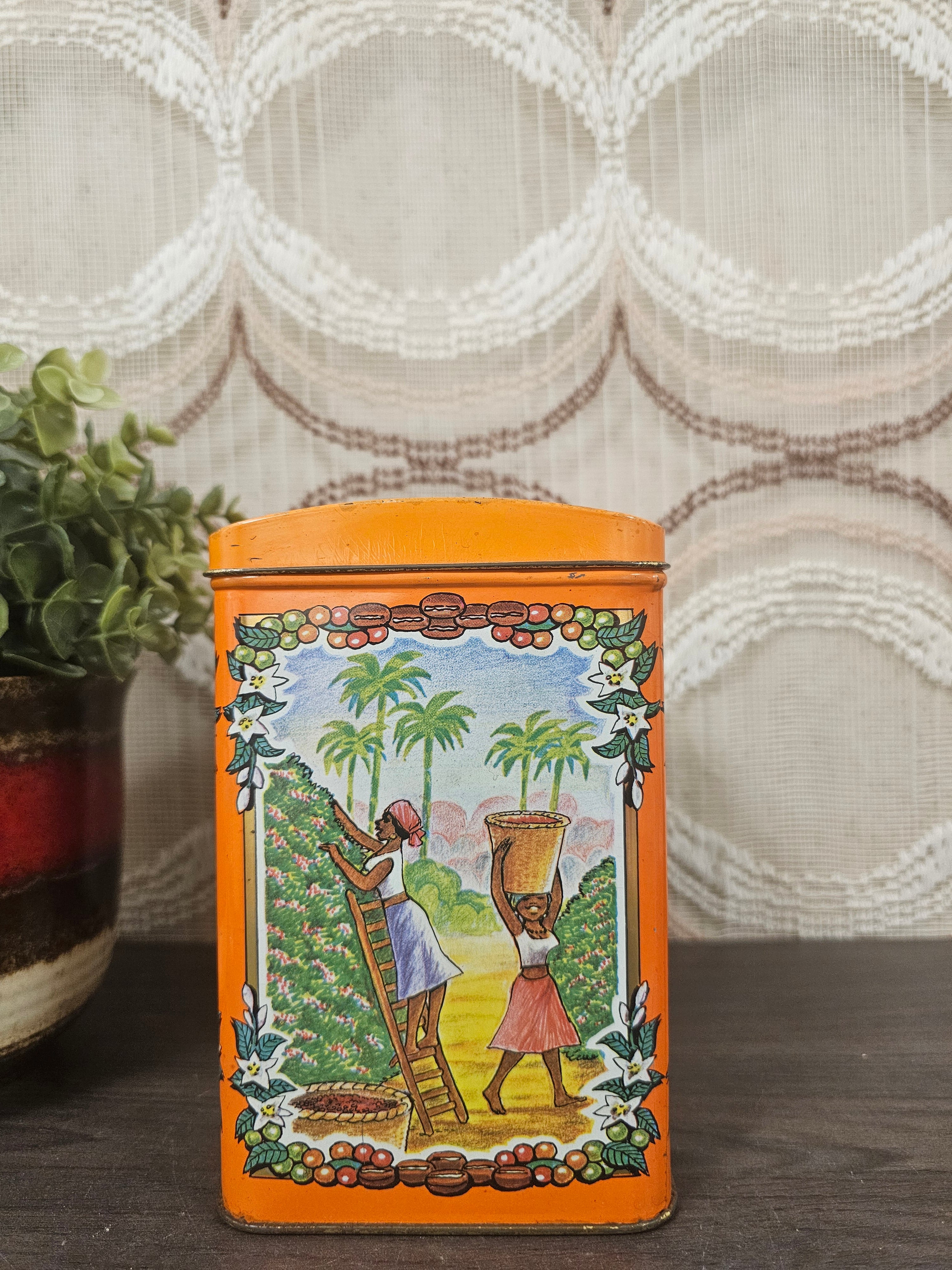 Vintage De Gruyter koffieblik oranje – 2x 250 gram