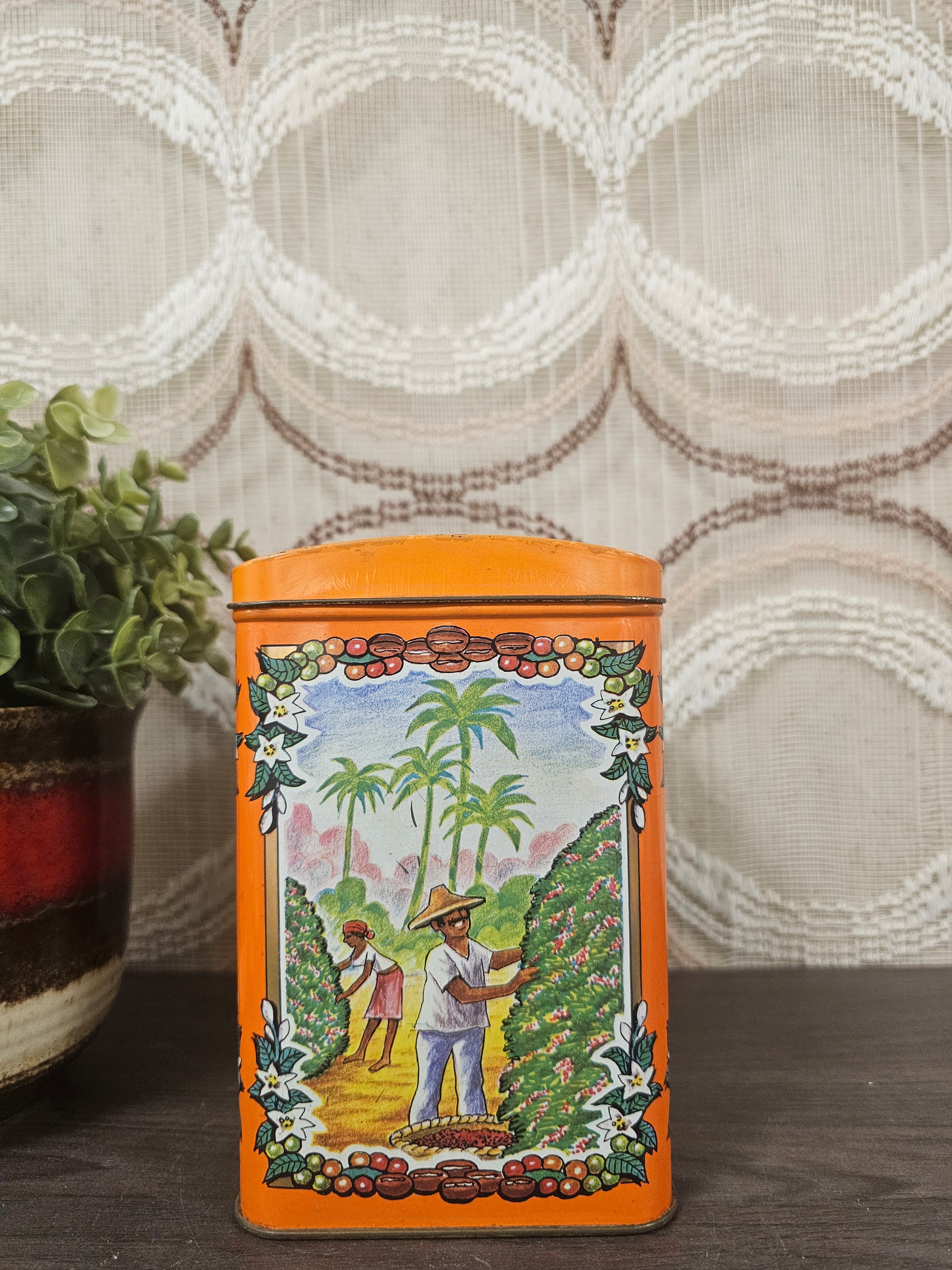 Vintage De Gruyter koffieblik oranje – 2x 250 gram