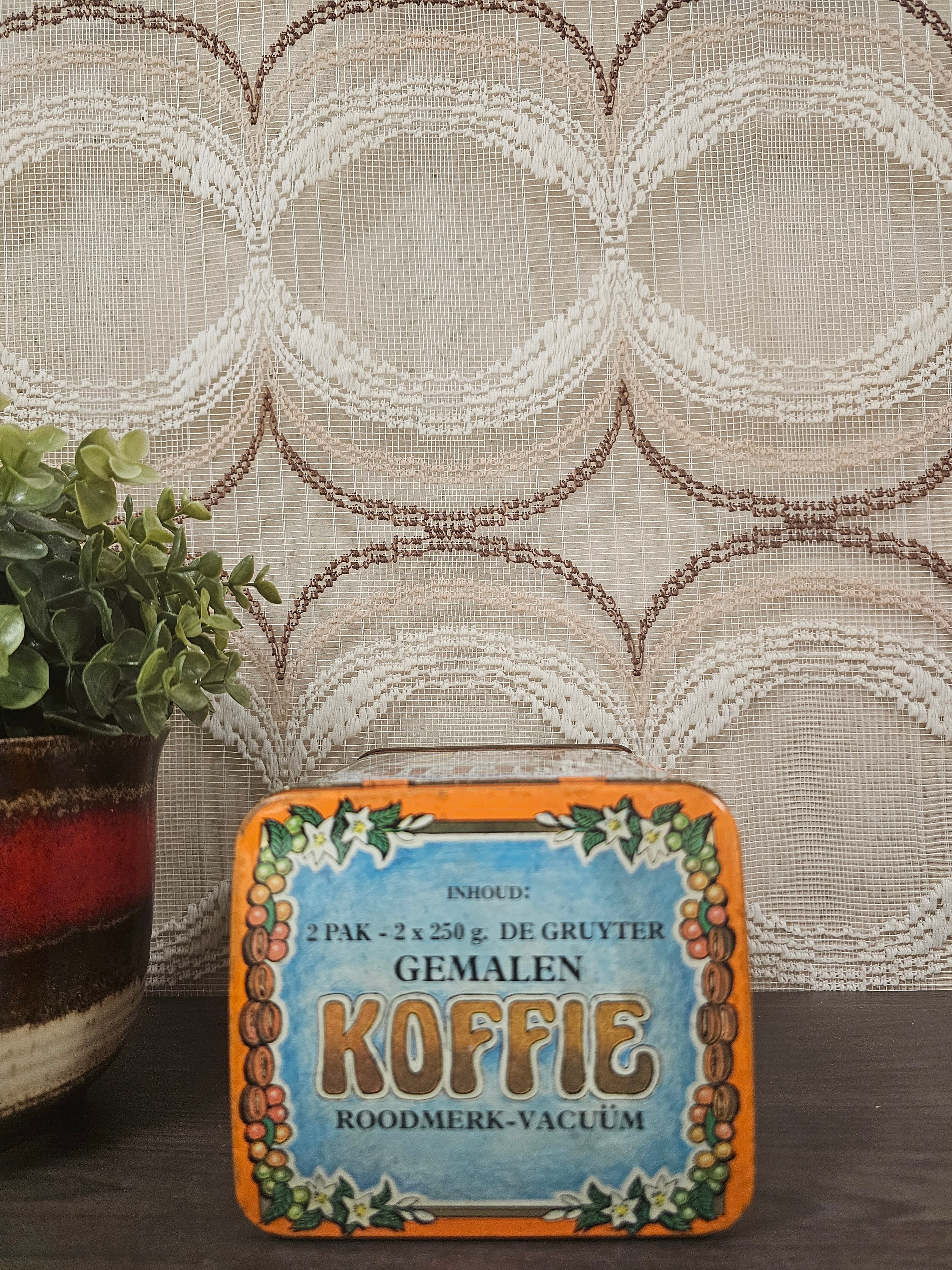 Vintage De Gruyter koffieblik oranje – 2x 250 gram