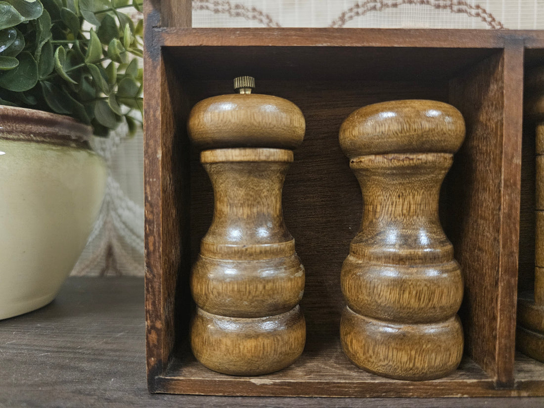 Houten keukenrek peper zout zandloper