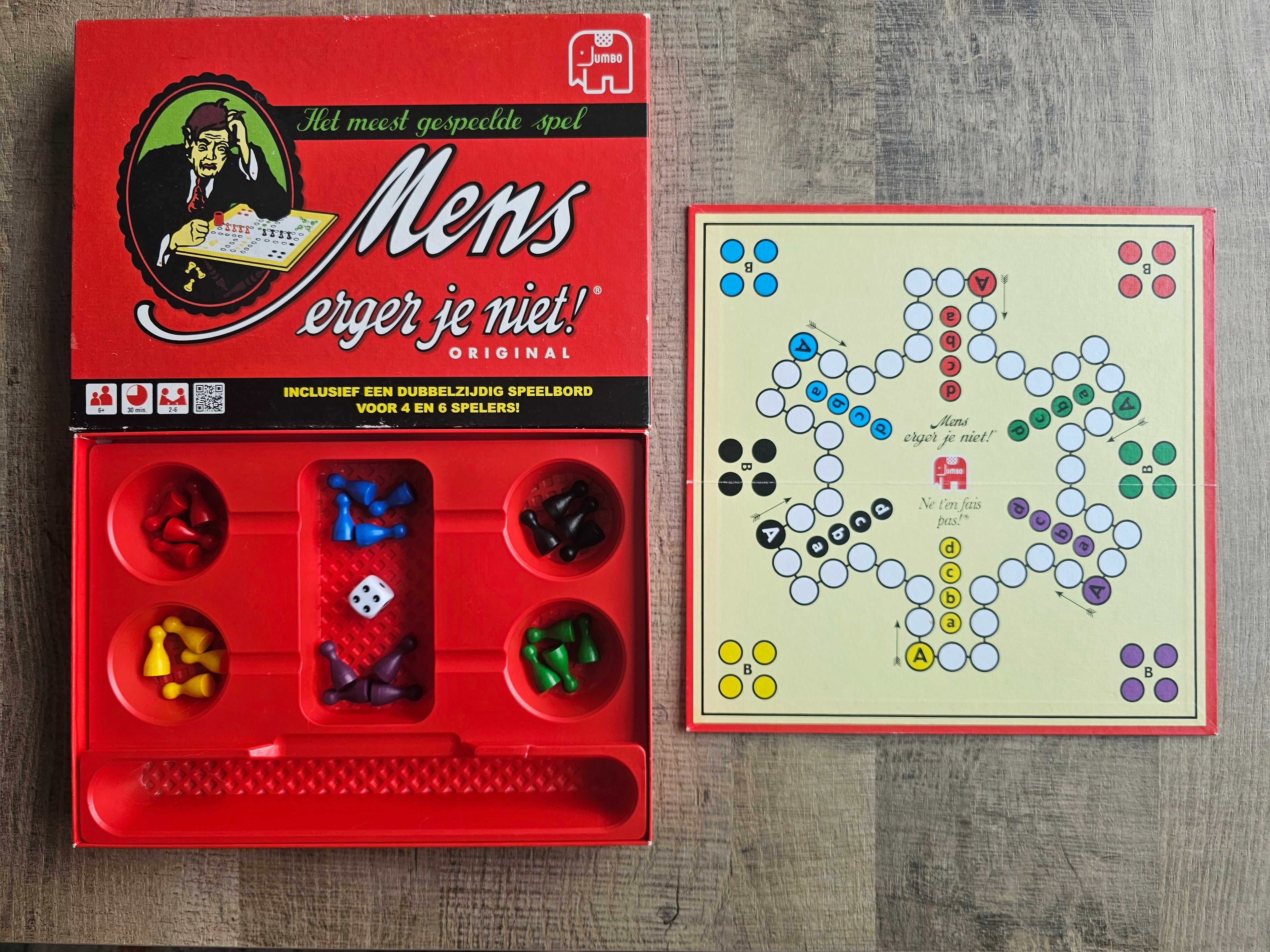 Jumbo Mens erger je niet houten pionnen
