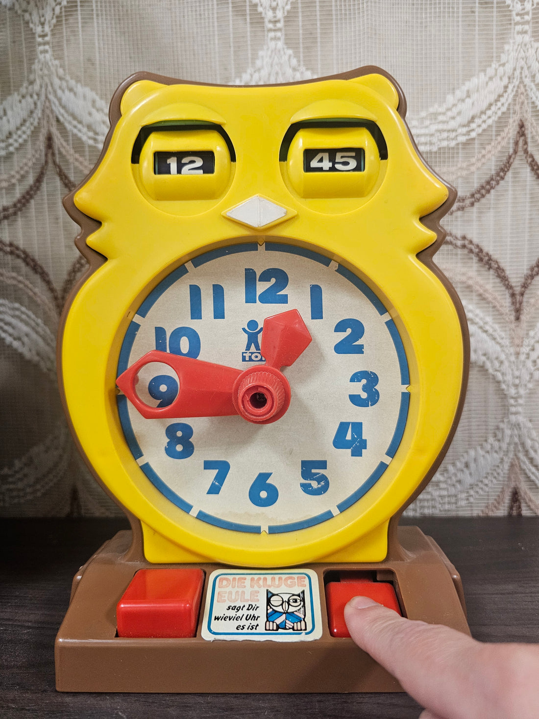 Tomy uil klok 1975 | vintage educatief speelgoed