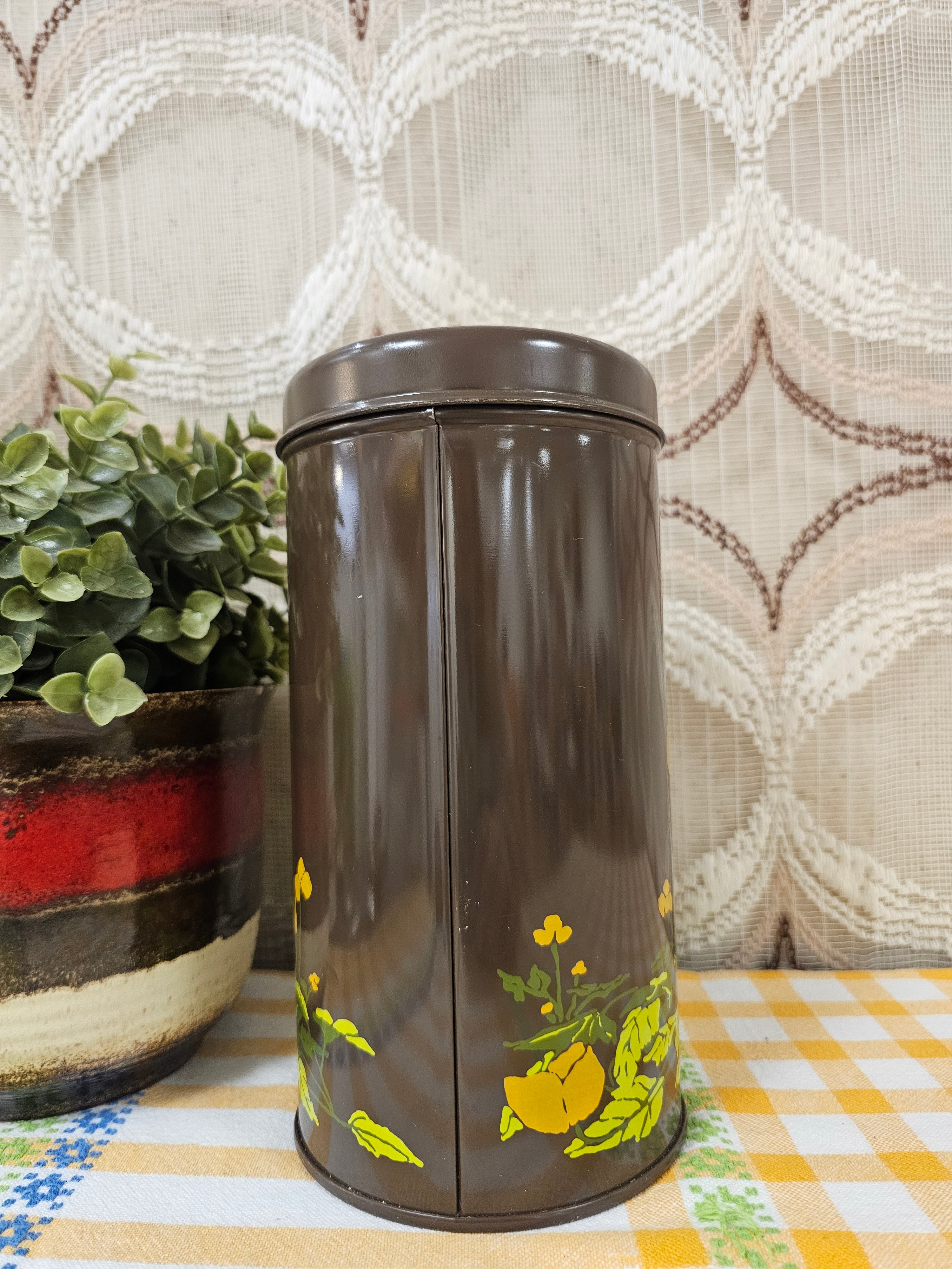 Brabantia bruin beschuitblik oranje bloemen