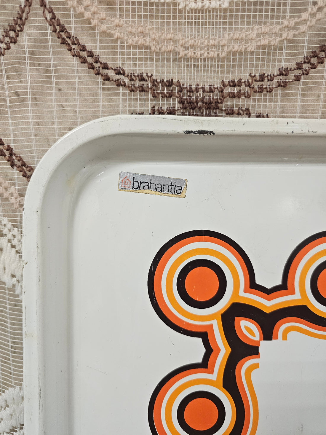 Vintage Brabantia dienblad wit met Bayon patroon – 45x32 cm