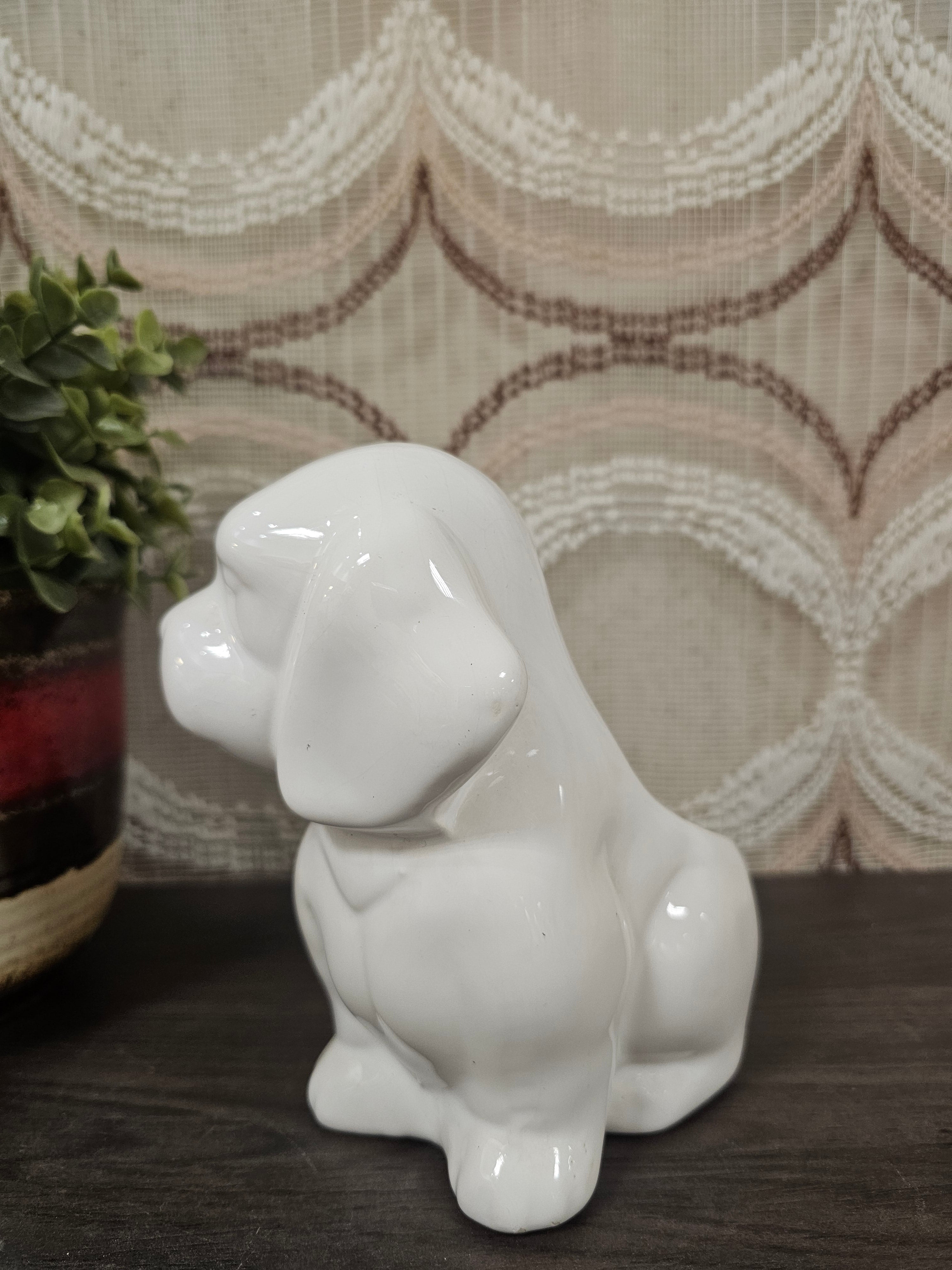 Bloempot wit hondje
