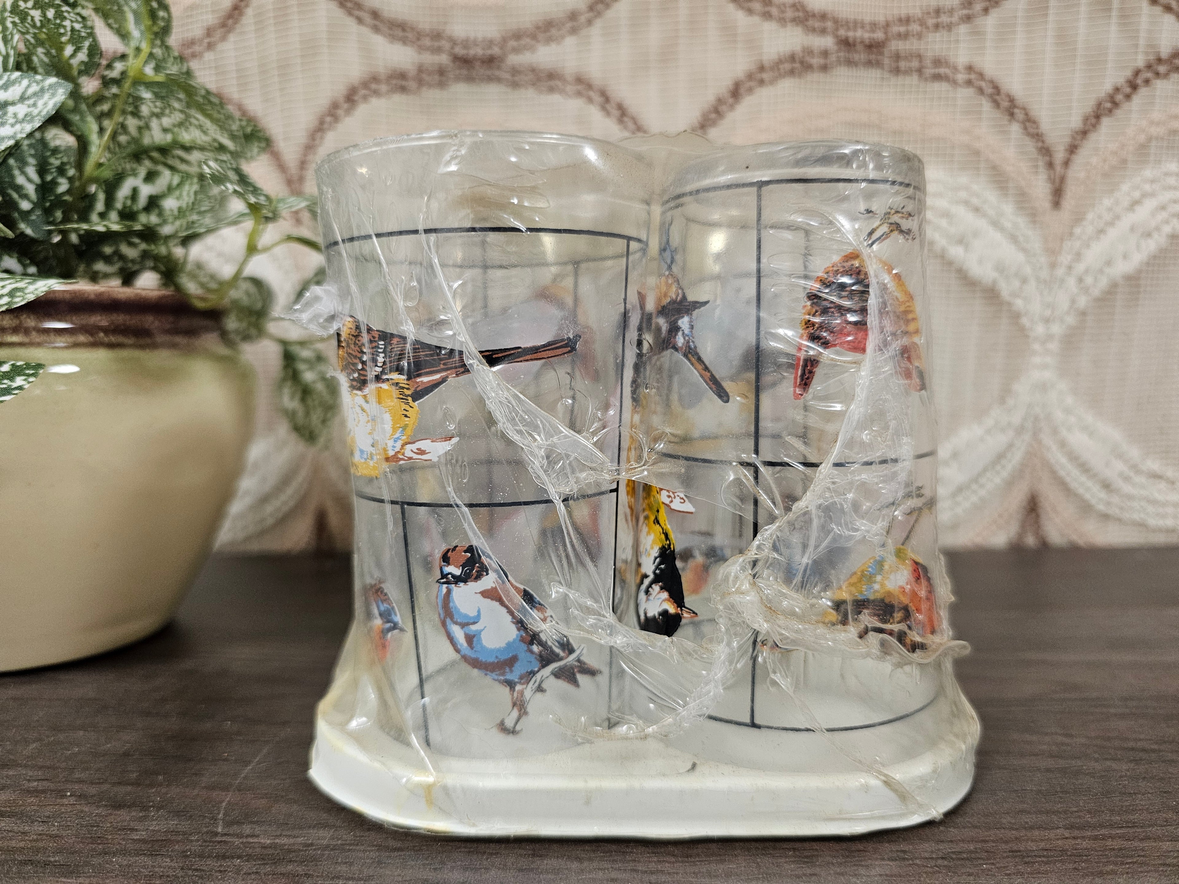 Vintage glazen met vogels