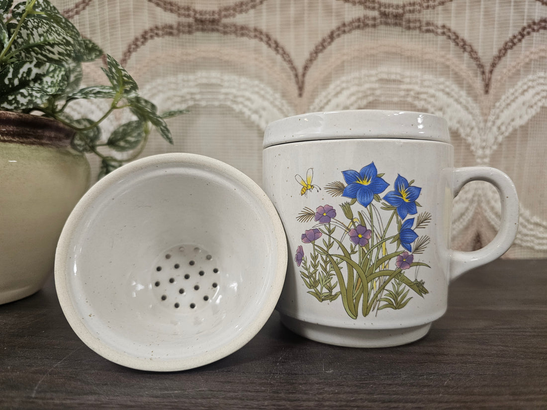 Wildflower vintage mok jaren 70 met filter en deksel