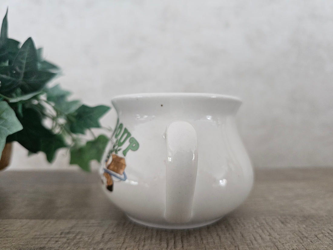 Witte vintage soepkom onion soup