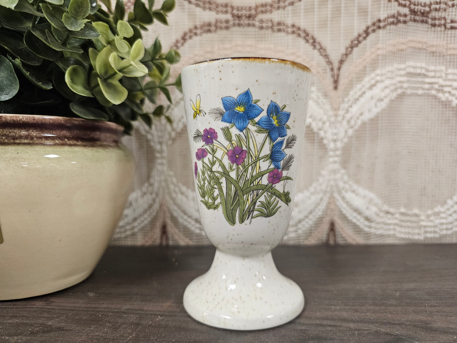 Wildflower hoge koffiebeker blauwe bloemen