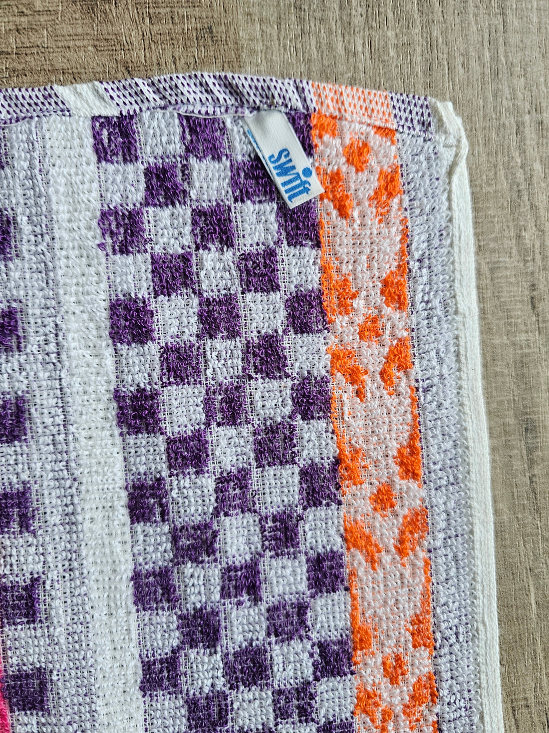 Vintage keuken handdoek oranje roze bloemen