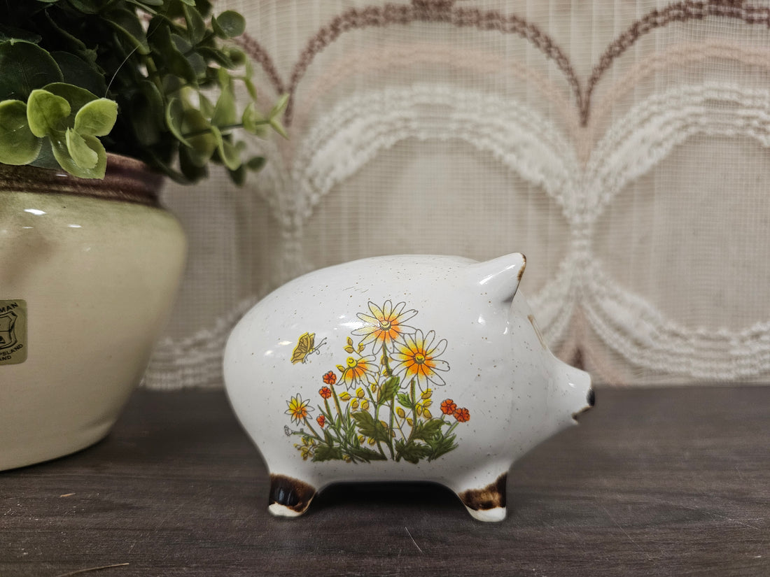 Wildflower spaarvarken oranje bloemen