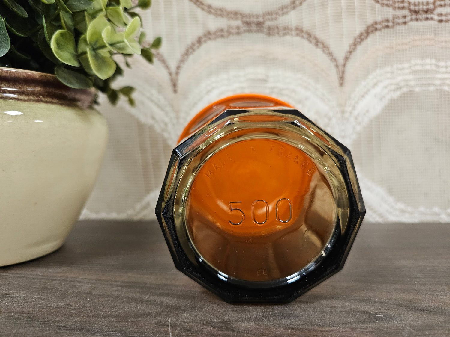 Vintage Arcopal France rookglas voorraadpot met deksel