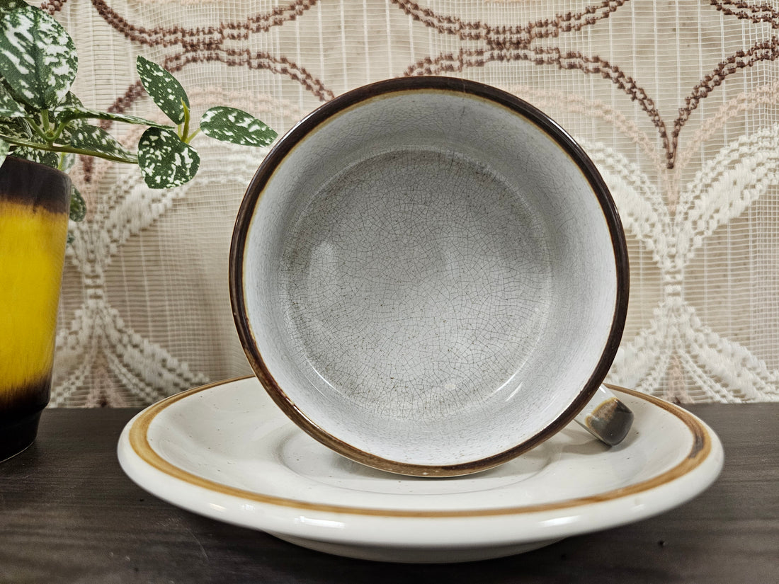 Wildflower soepkom met schotel blauwe bloemen