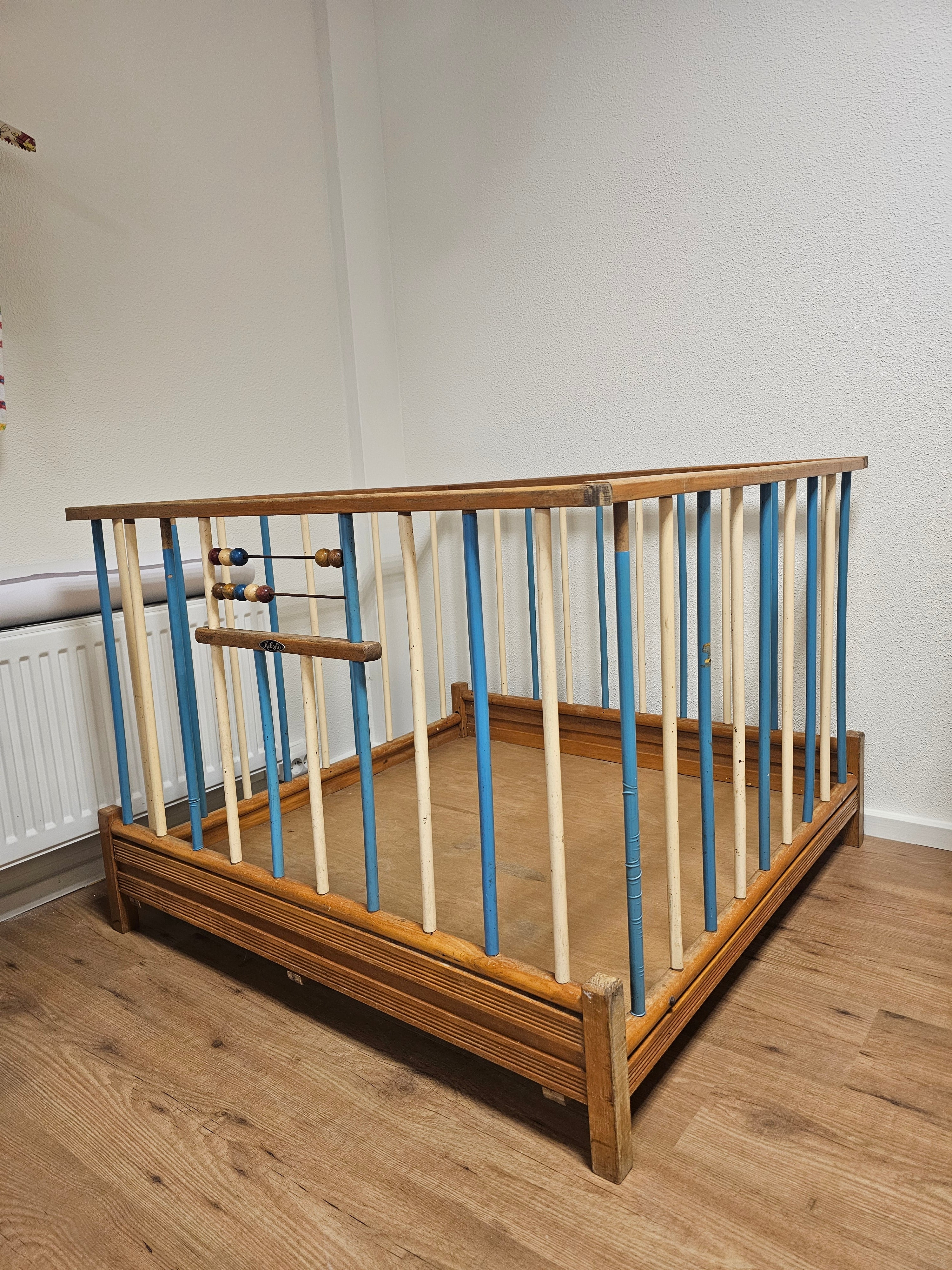 Vintage Kibofa houten box jaren 70 | Inklapbaar met kralenframe