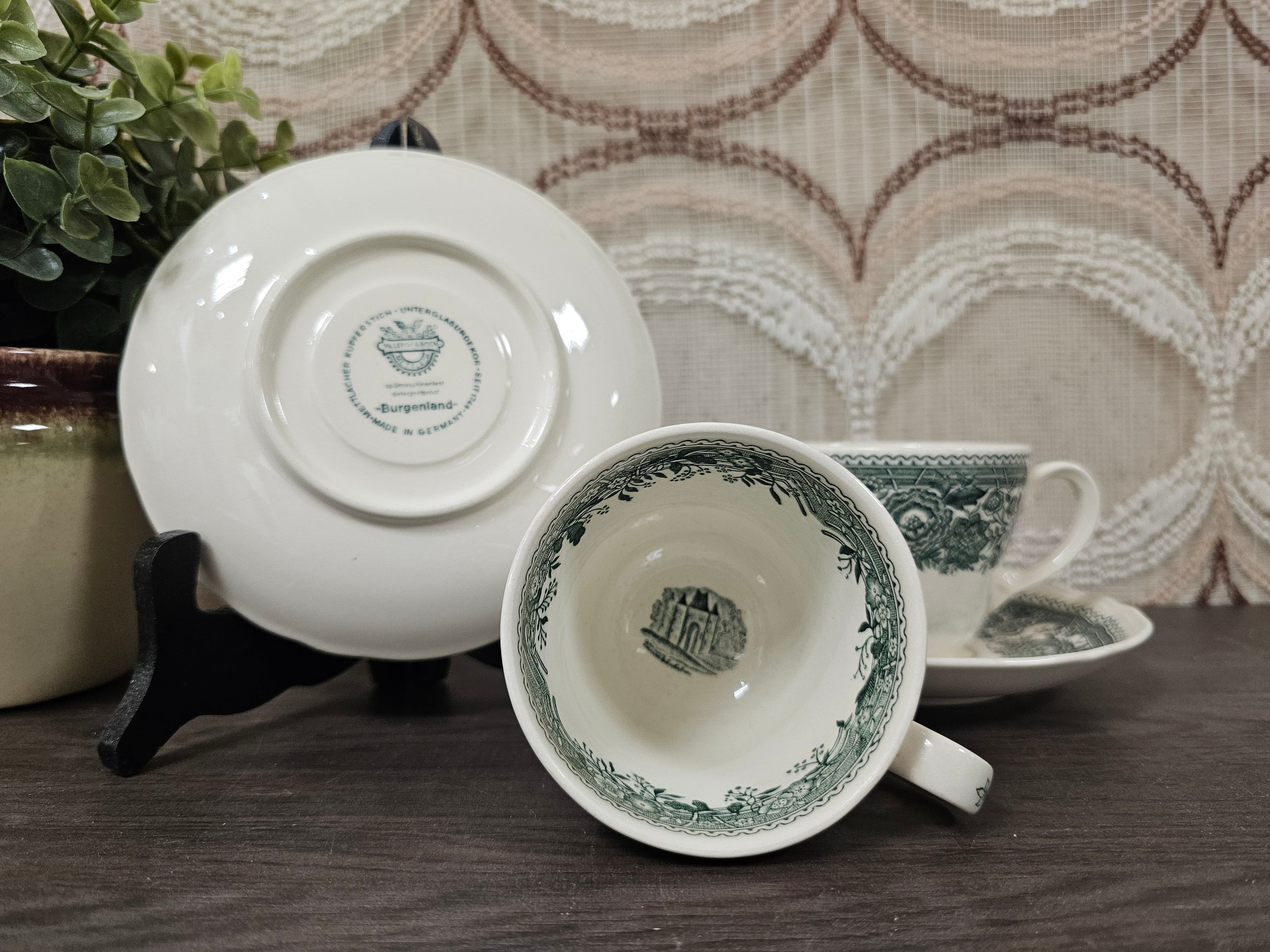 Villeroy & Boch Burgenland groen kop en schotel gebloemd porselein