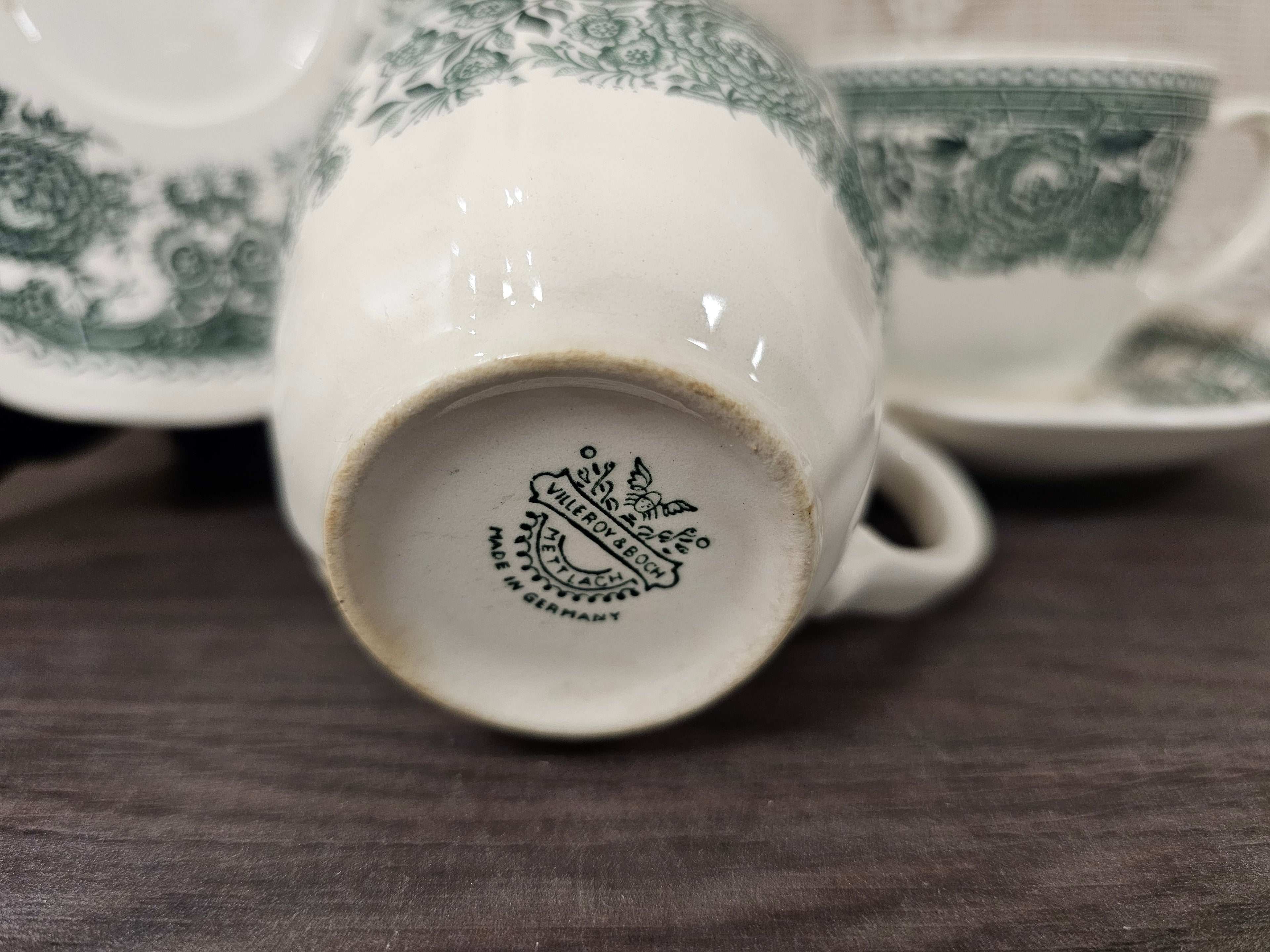Villeroy & Boch Burgenland groen kop en schotel gebloemd porselein