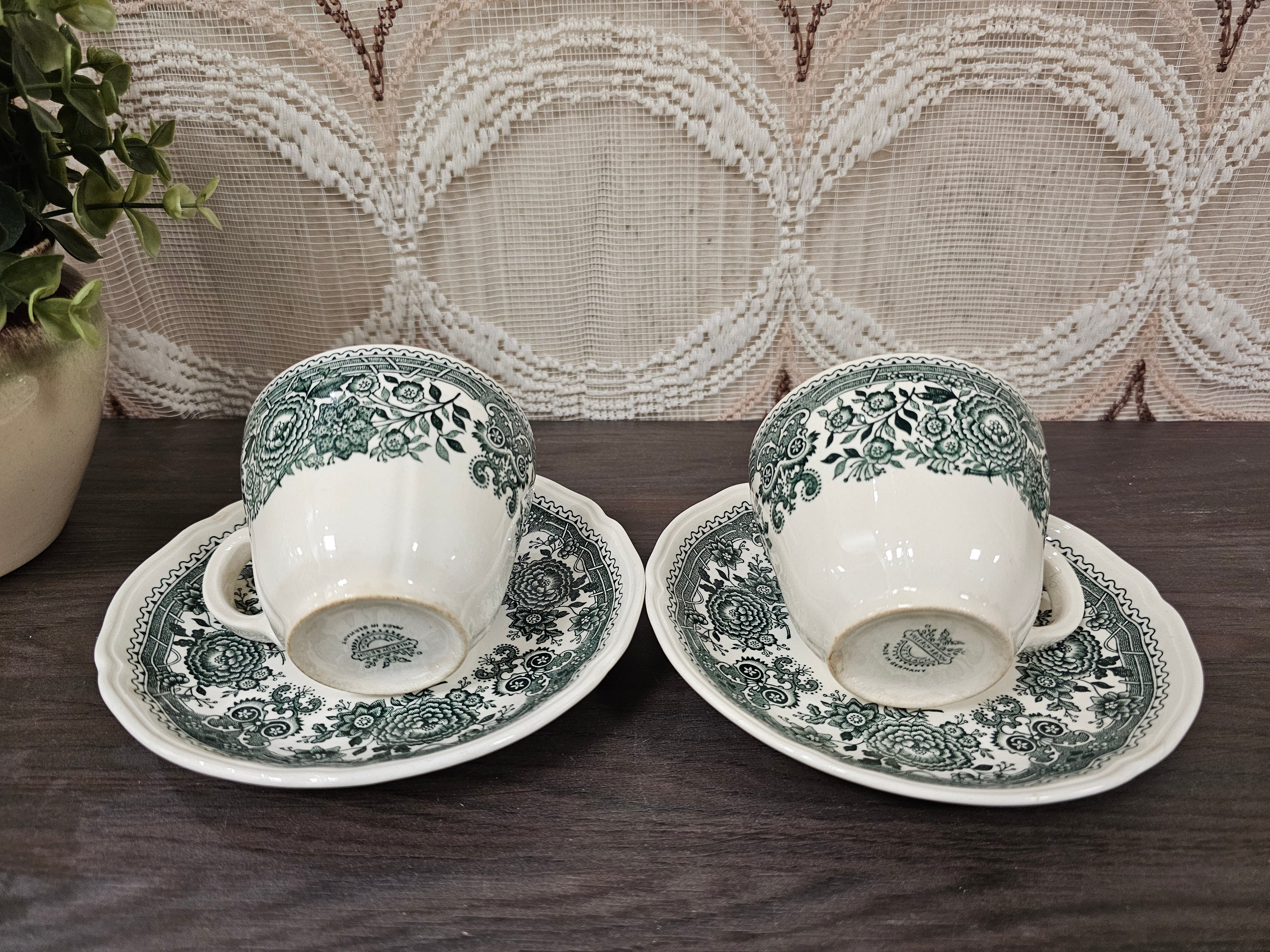 Villeroy & Boch Burgenland groen kop en schotel gebloemd porselein