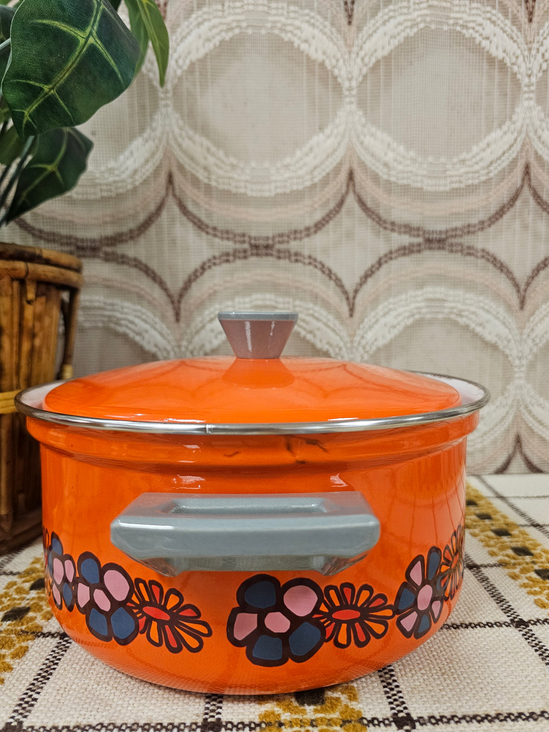 Brabantia pan Diana bloemmotief jaren ’70 – Ø 24,5 x 11 cm
