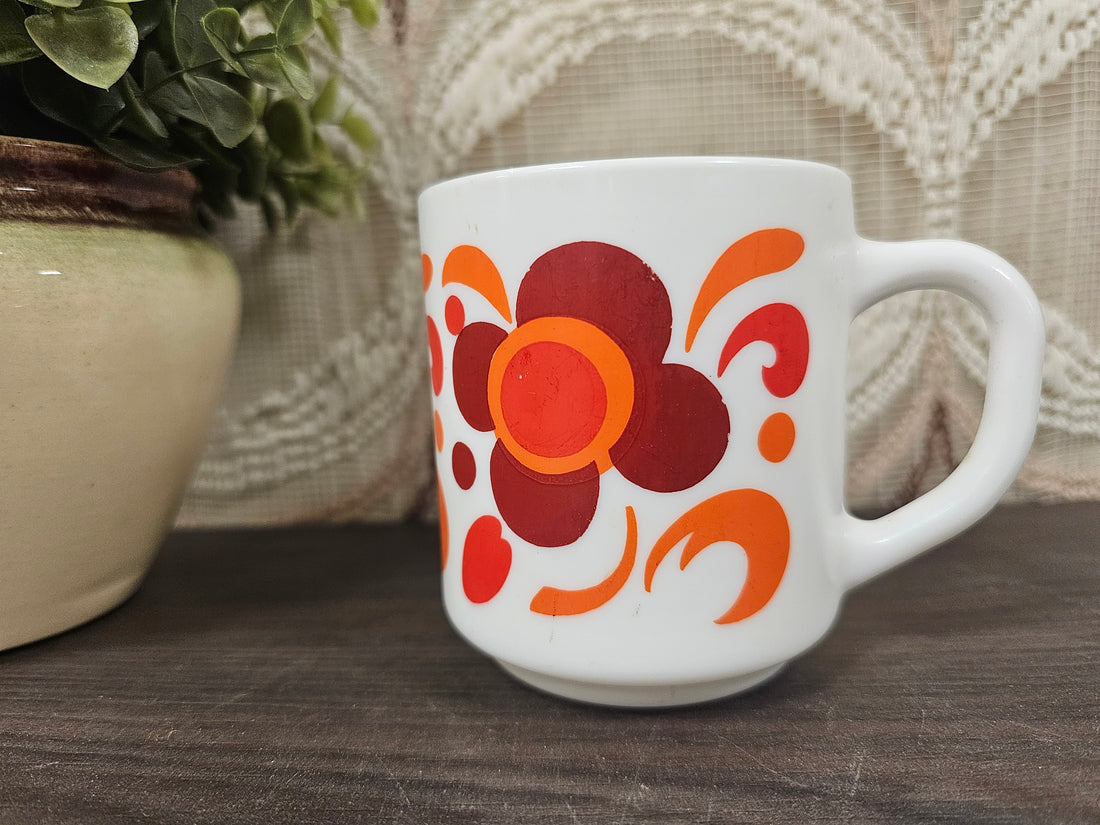 Arcopal beker oranje rode bloemen Knorr