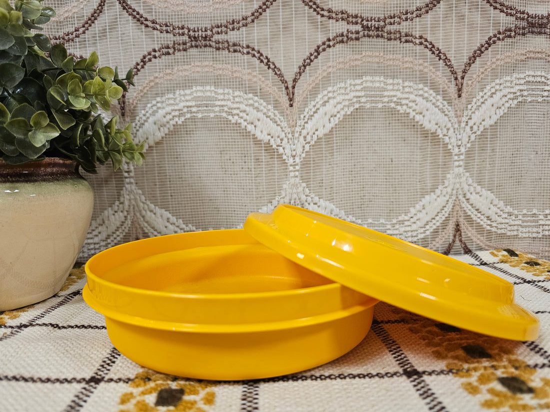 Tupperware oranje trommel jaren 70 Ø 17 cm