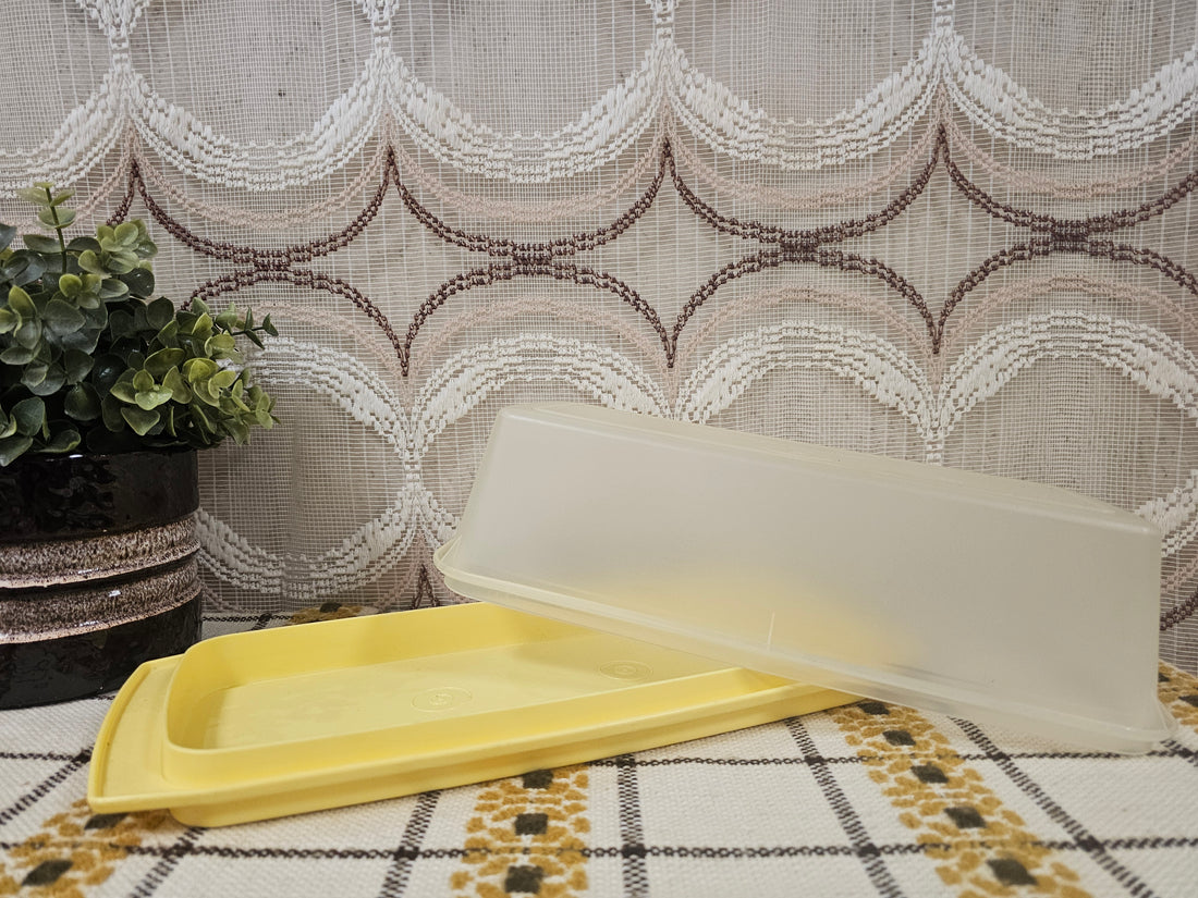 Tupperware cakedoos pastel geel