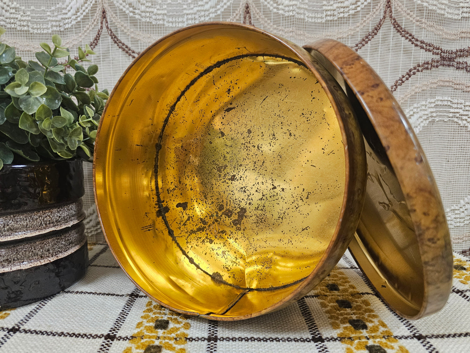 Vintage blik met eendenprint 21 cm