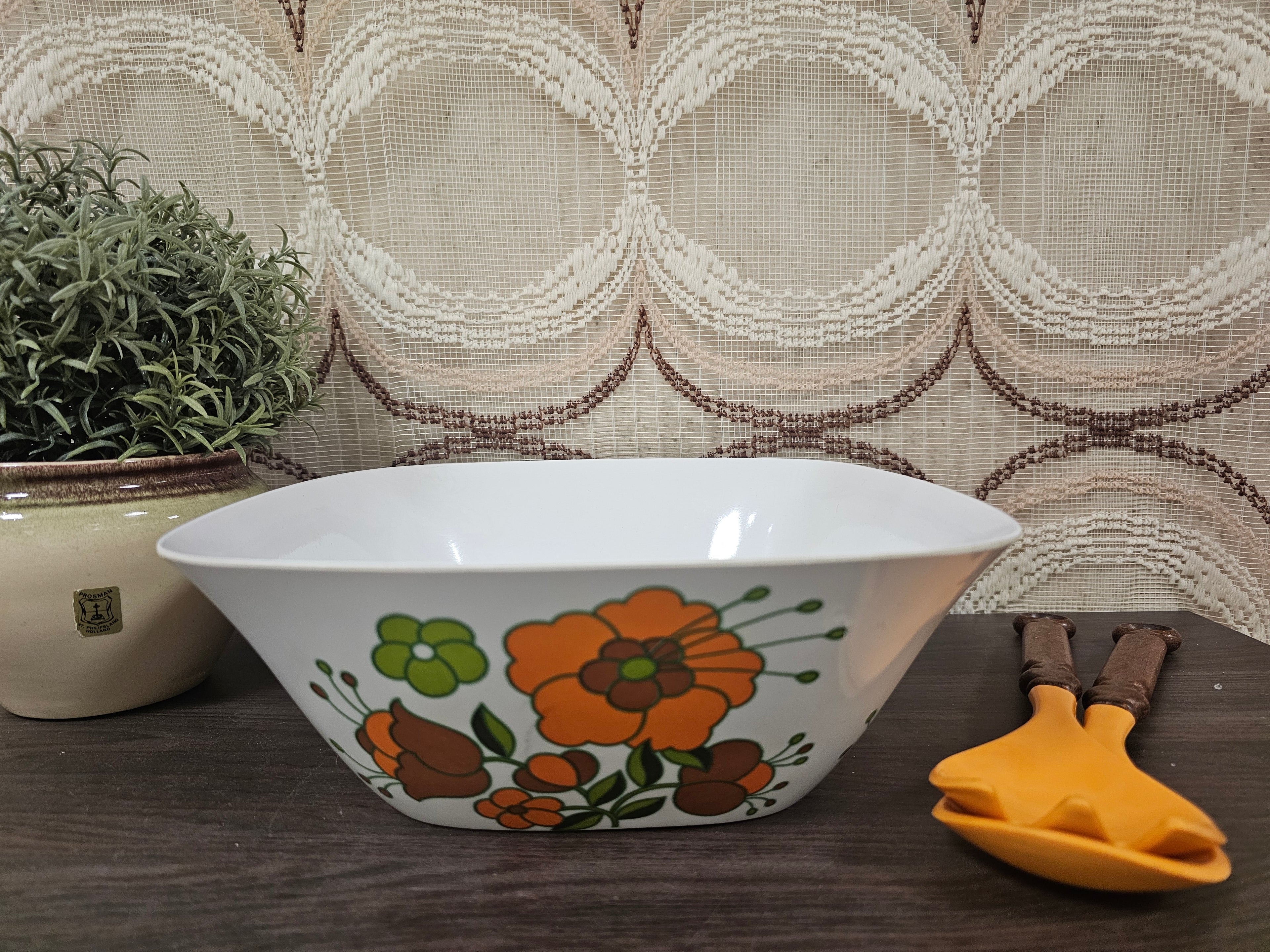 Tefal melamine schaal jaren ’70 – vintage saladeschaal met bloemenprint