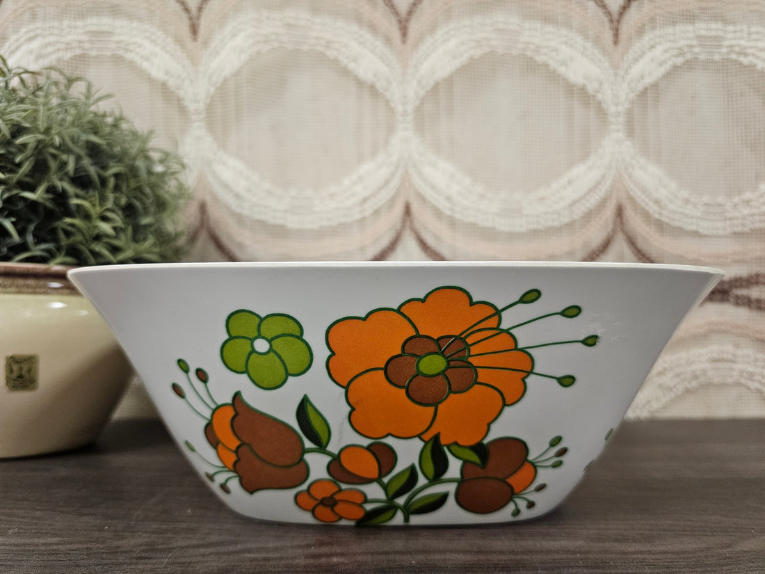 Tefal melamine schaal jaren ’70 – vintage saladeschaal met bloemenprint