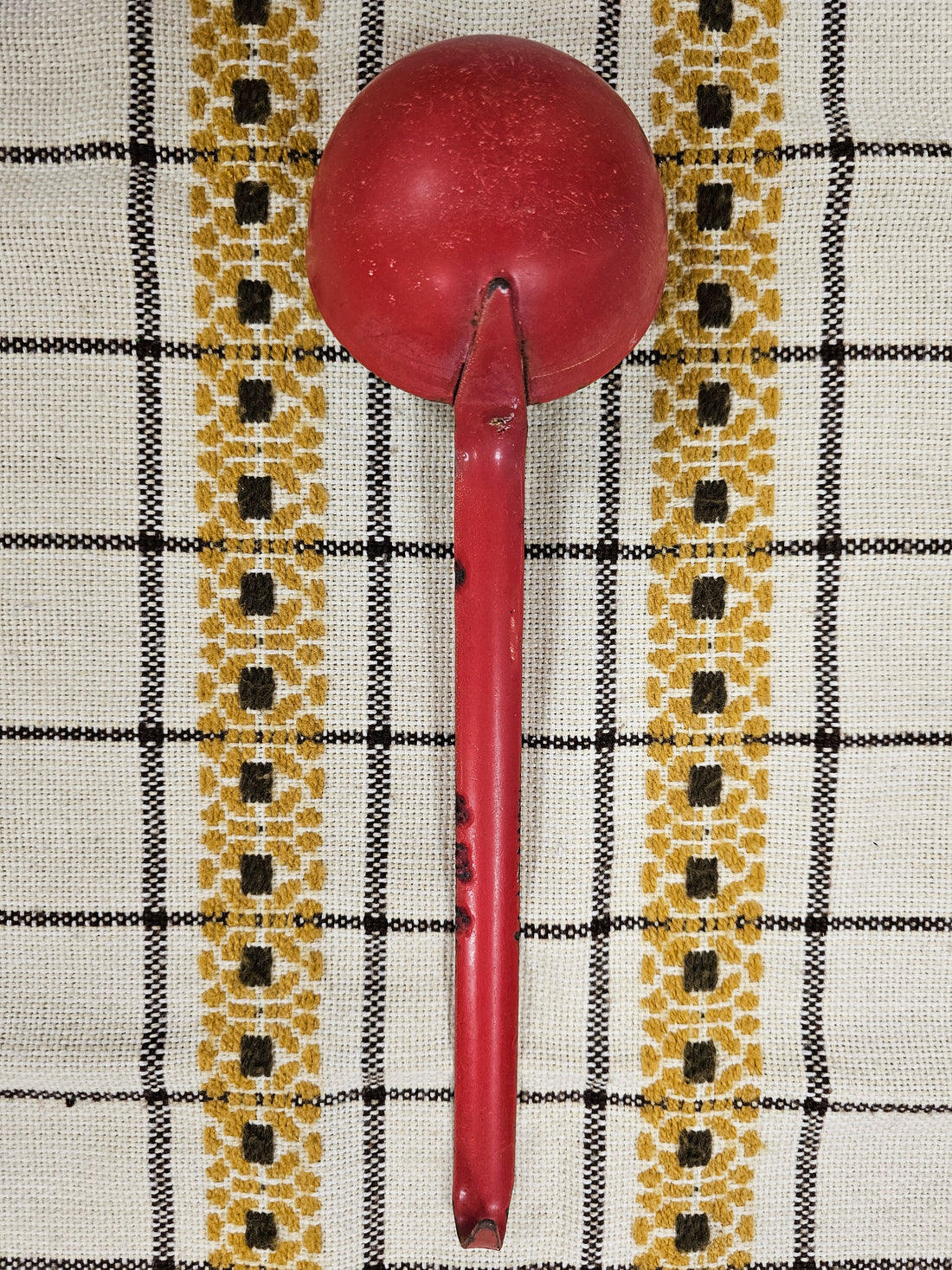 Vintage emaille soeplepel | Rood-wit | Decoratief keukengerei