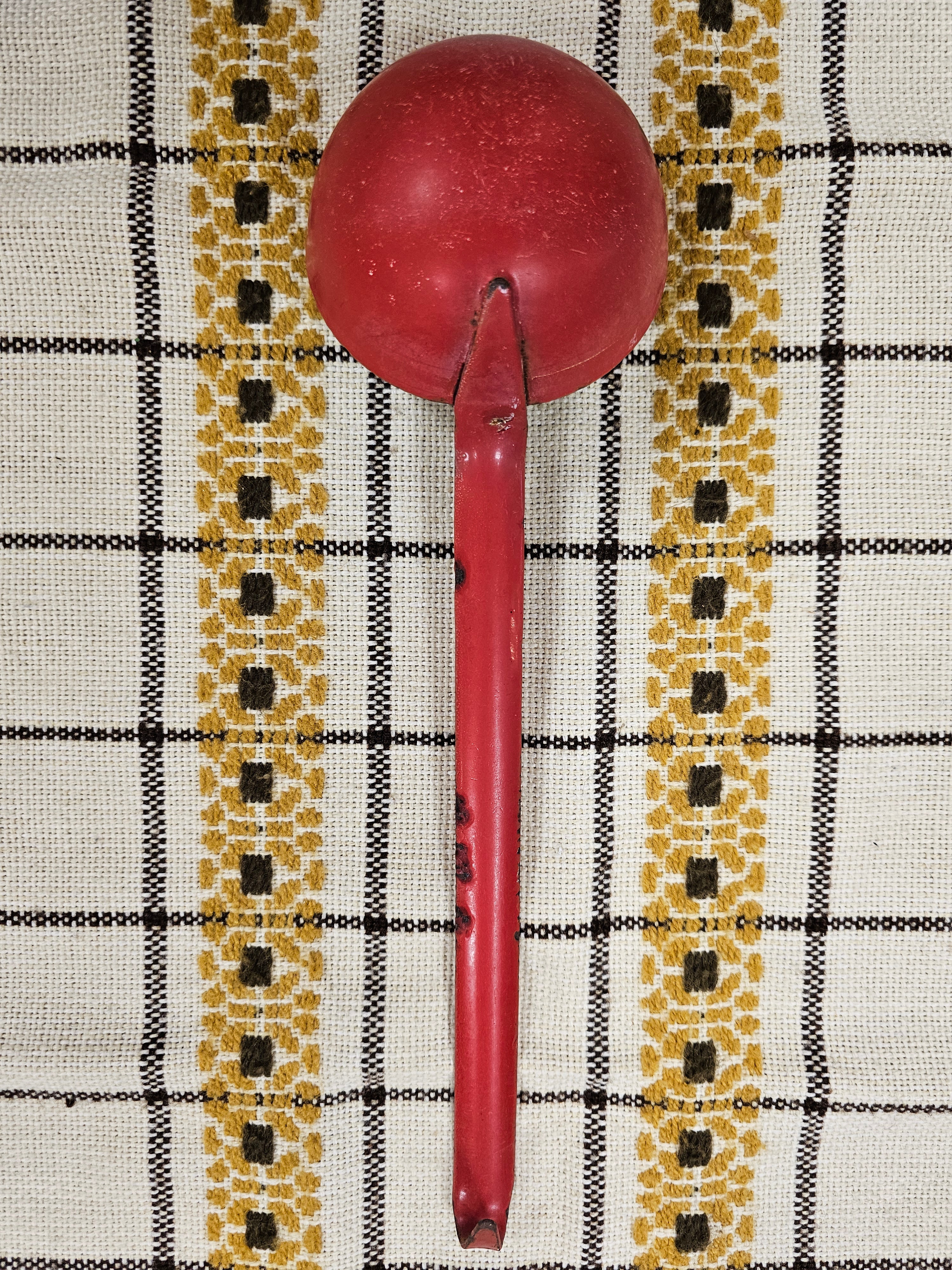 Vintage emaille soeplepel | Rood-wit | Decoratief keukengerei