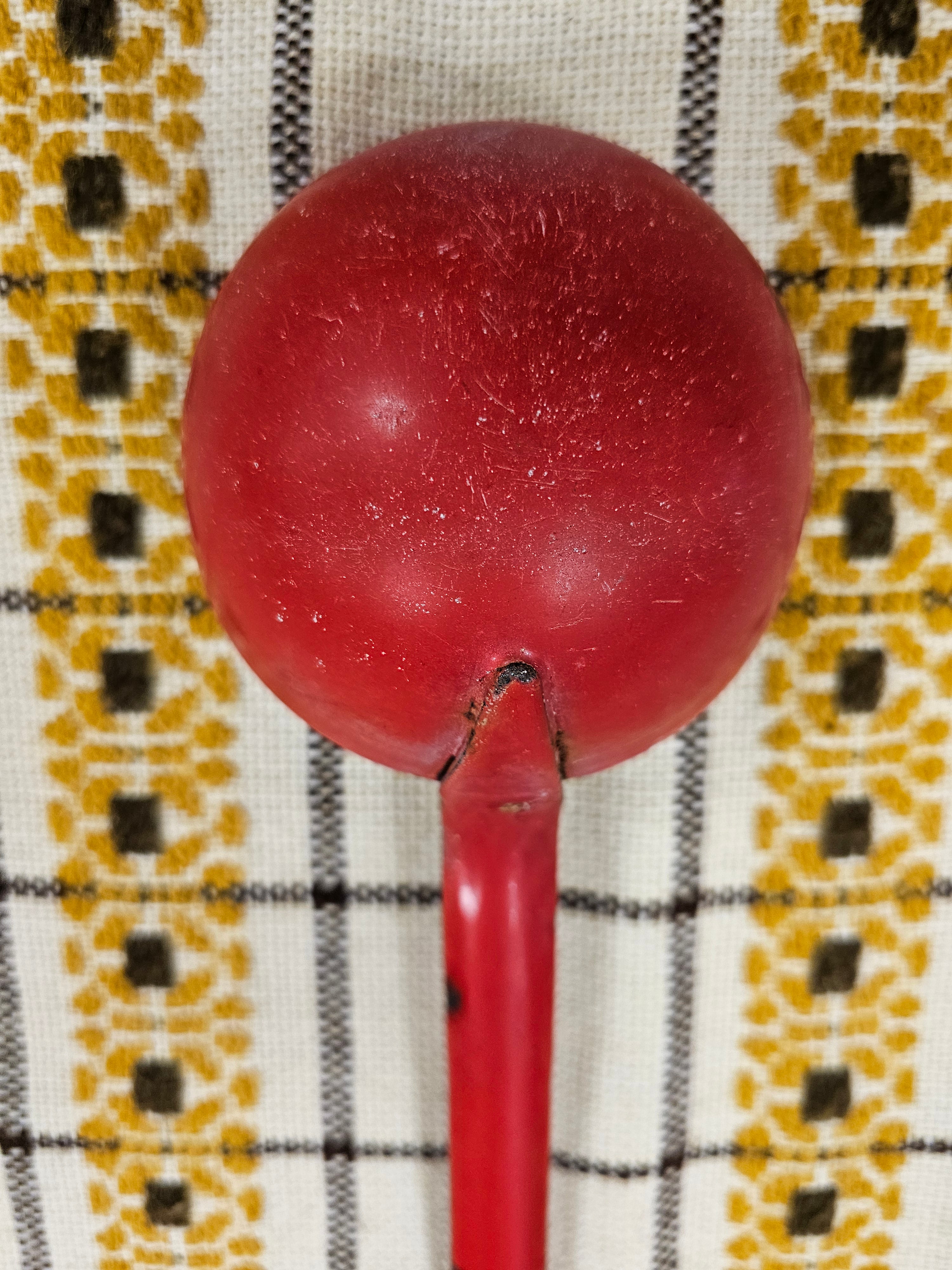 Vintage emaille soeplepel | Rood-wit | Decoratief keukengerei